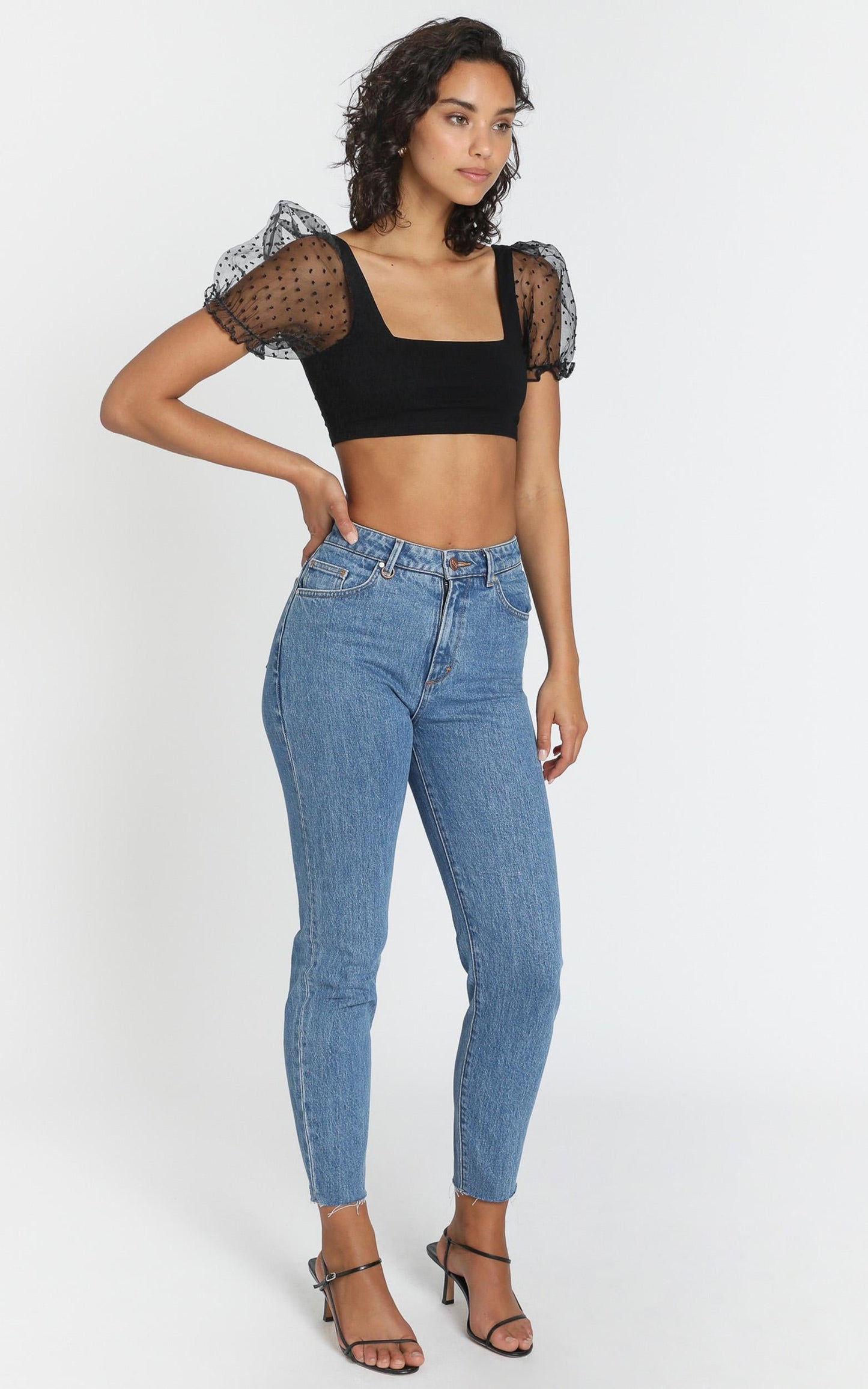Light Hearted Crop Top In black