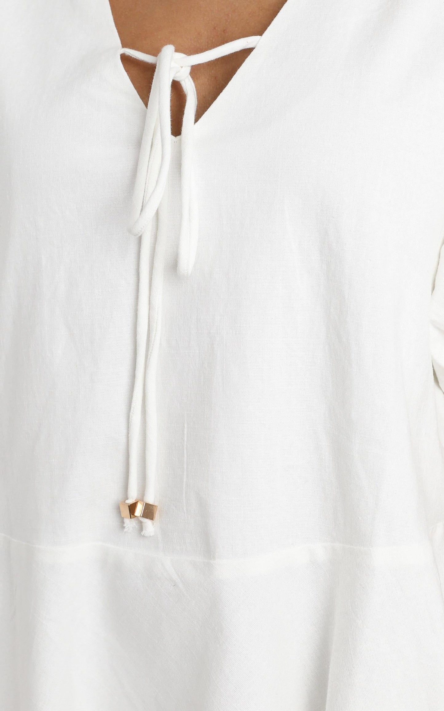 Krizza Mini Dress in White Linen Look