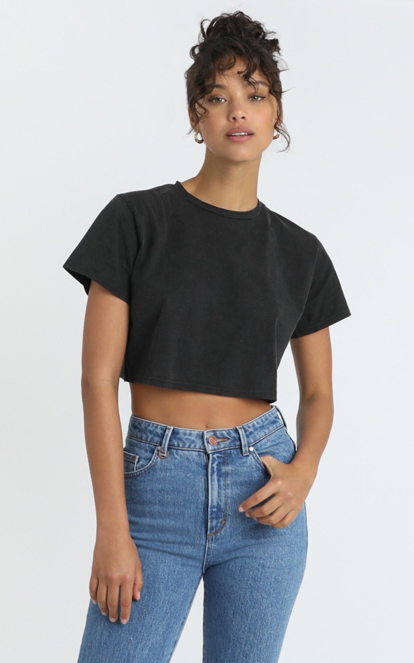 Kiss For You Crop Tee in washed black