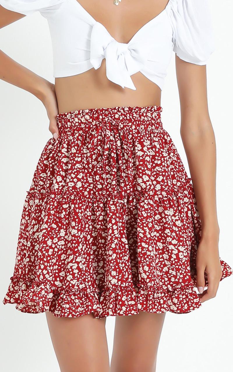 Cleo Skirt in Red Floral