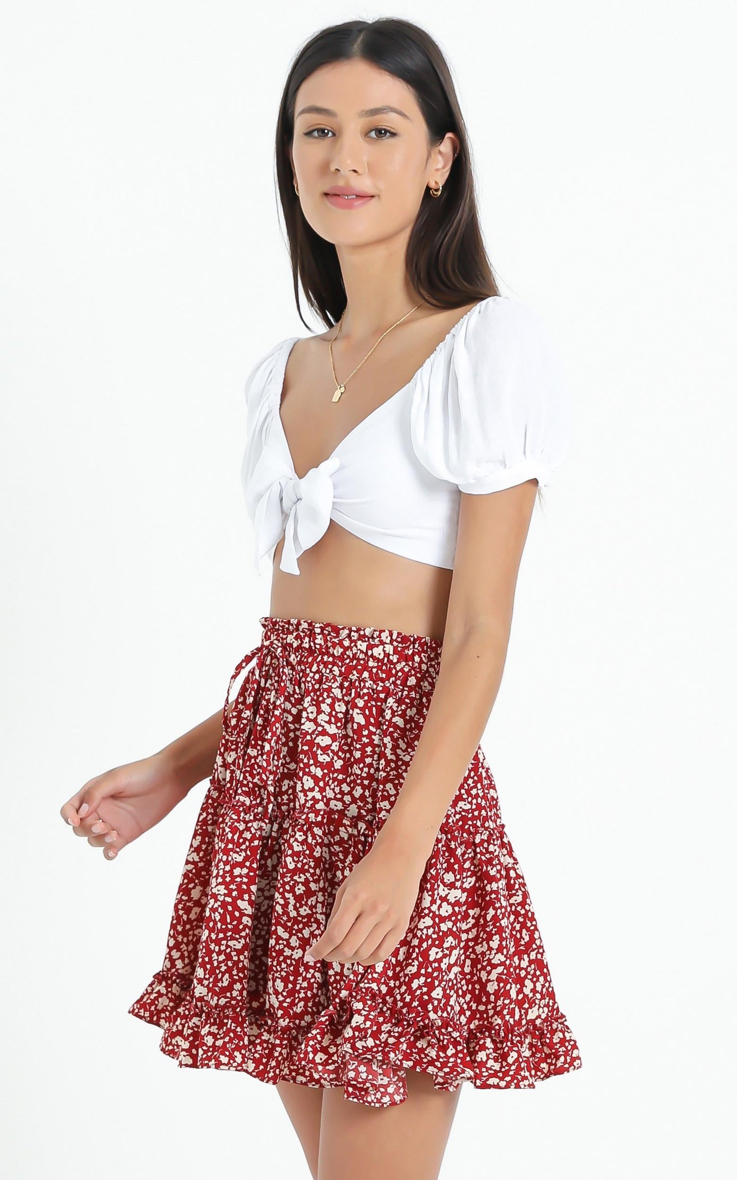Cleo Skirt in Red Floral