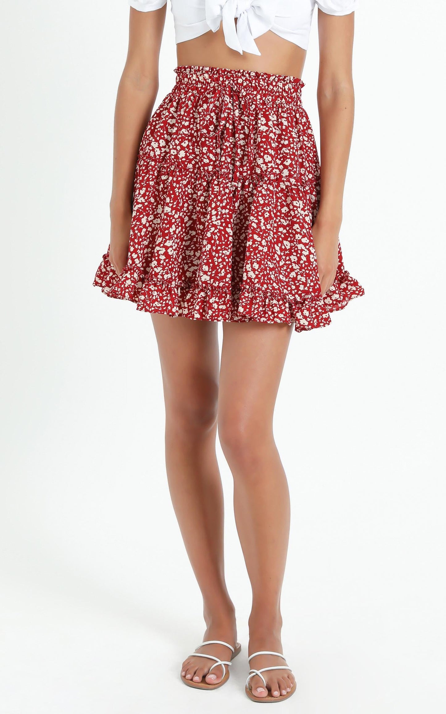 Cleo Skirt in Red Floral