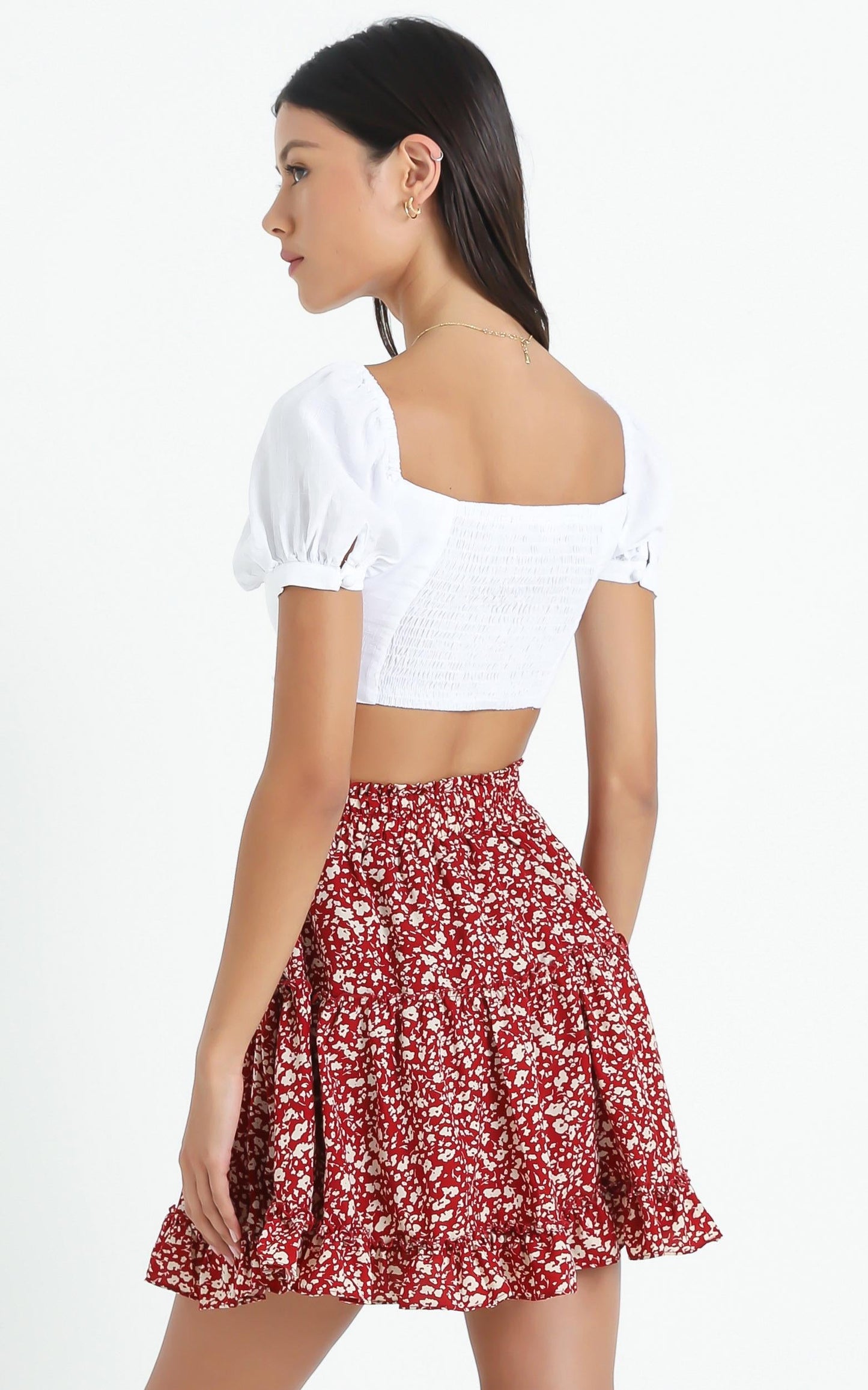 Cleo Skirt in Red Floral
