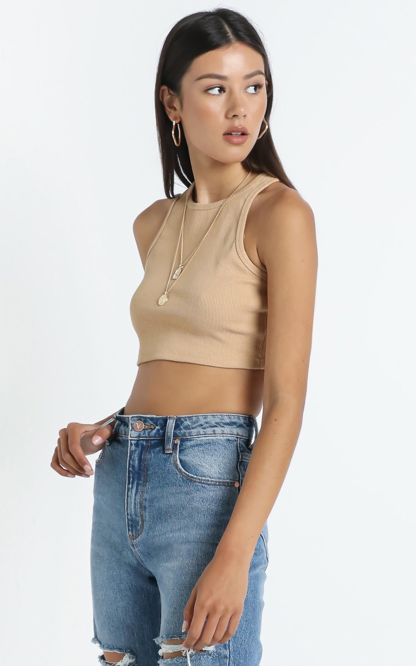 Jaelyn Top in Beige Rib