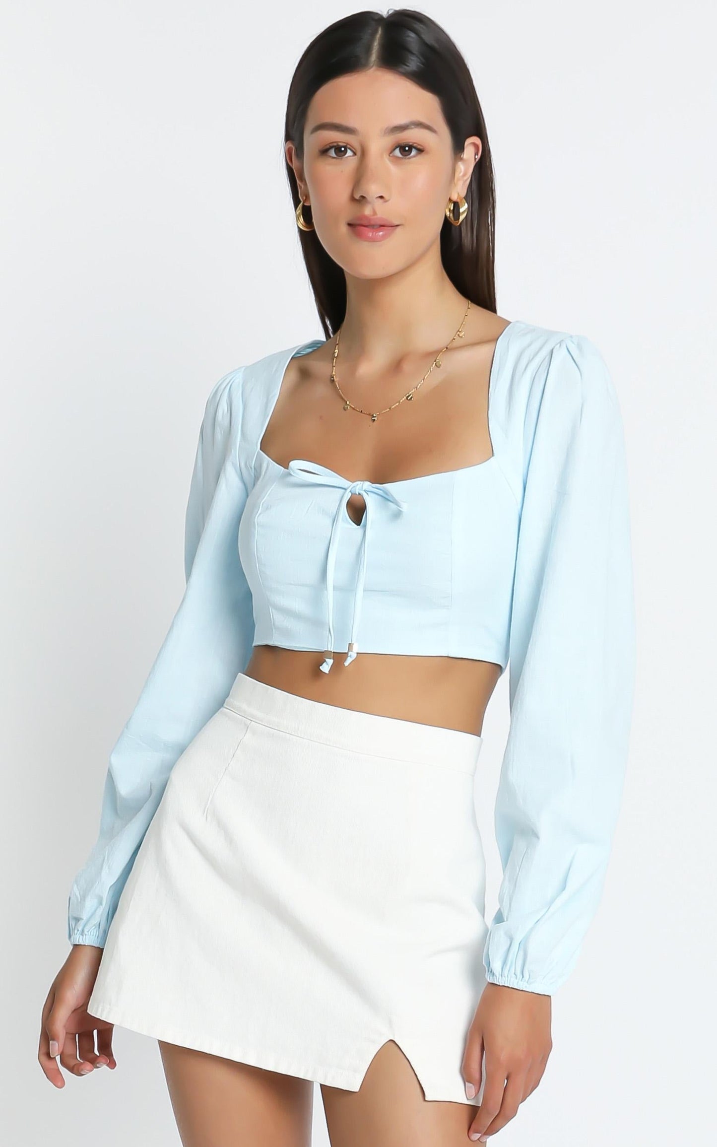 Claes Top in Blue Linen Look