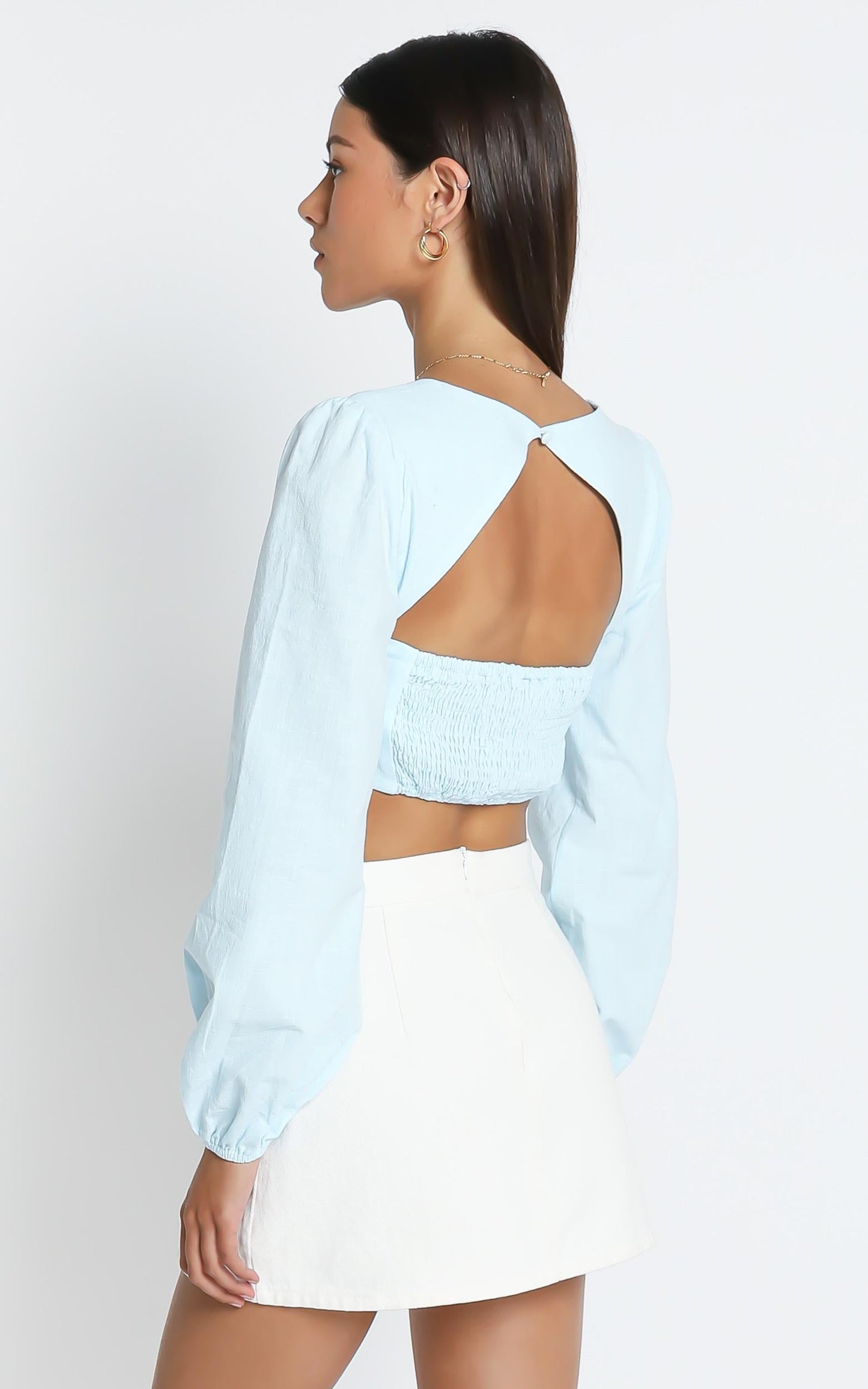 Claes Top in Blue Linen Look