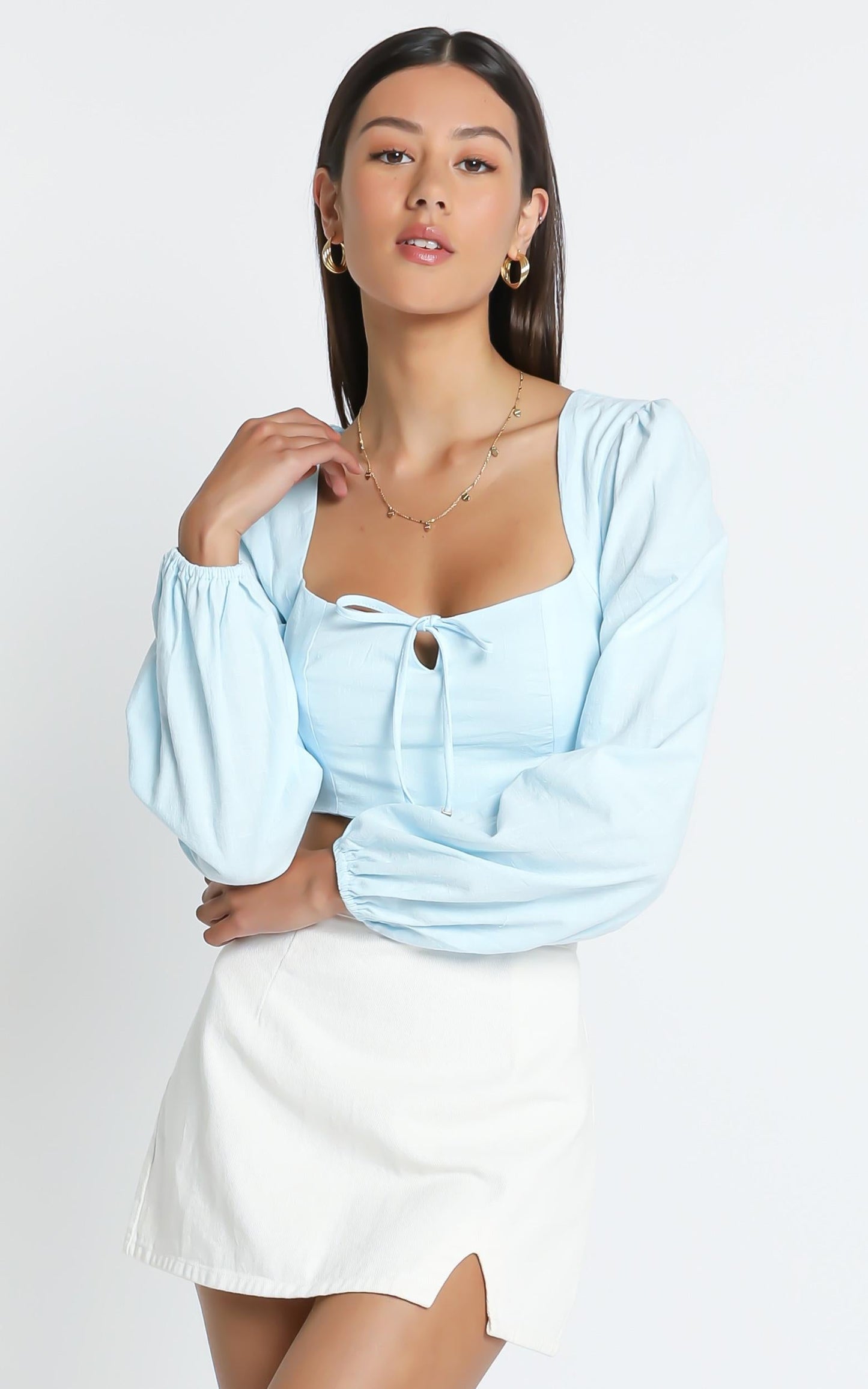 Claes Top in Blue Linen Look
