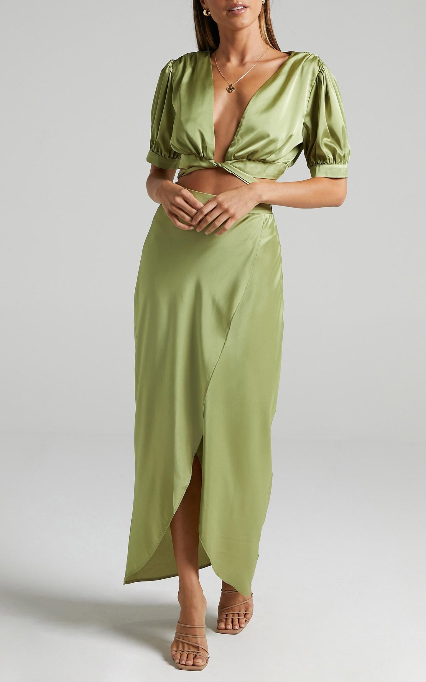 Salacia Skirt in Olive Satin