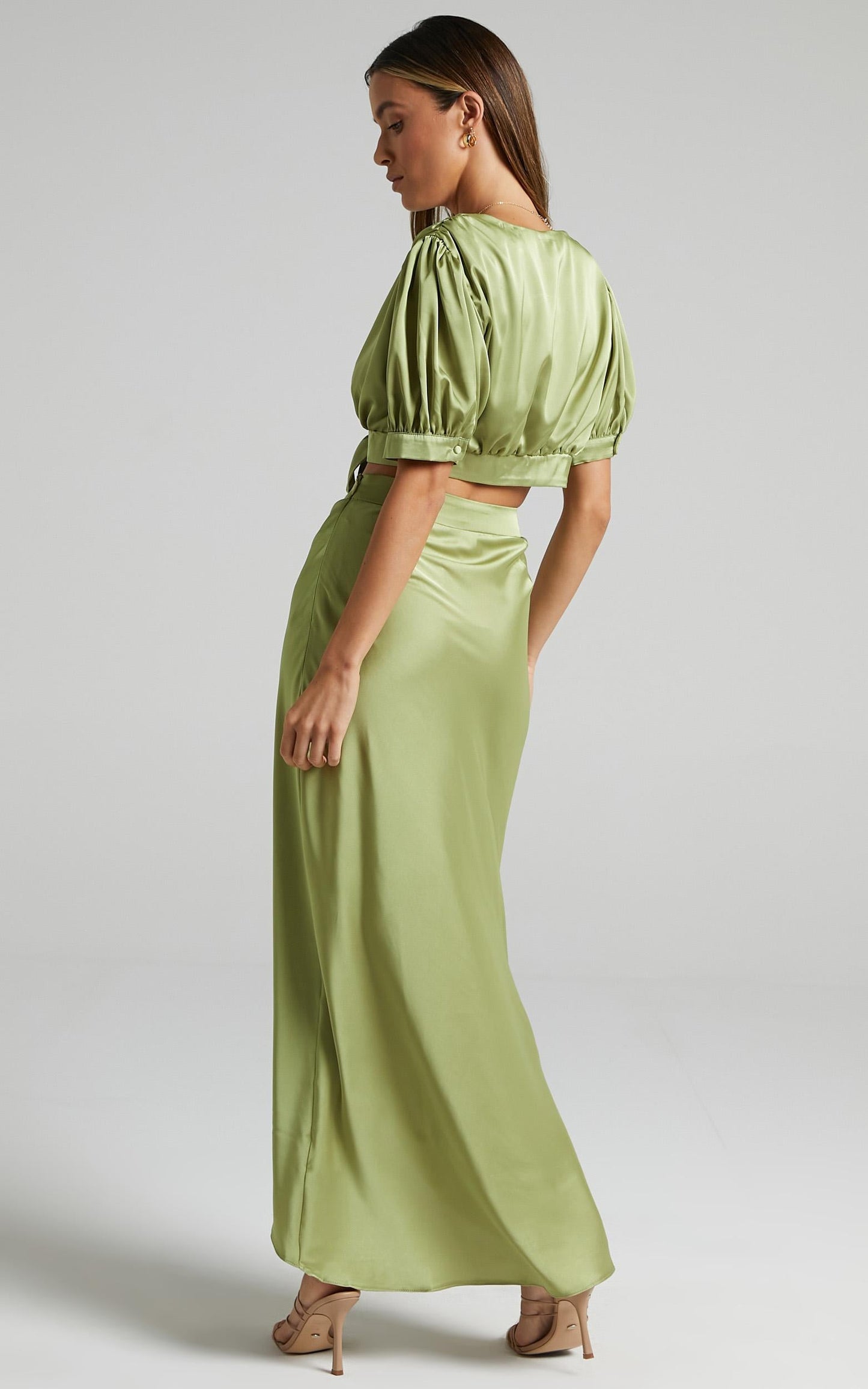 Salacia Skirt in Olive Satin
