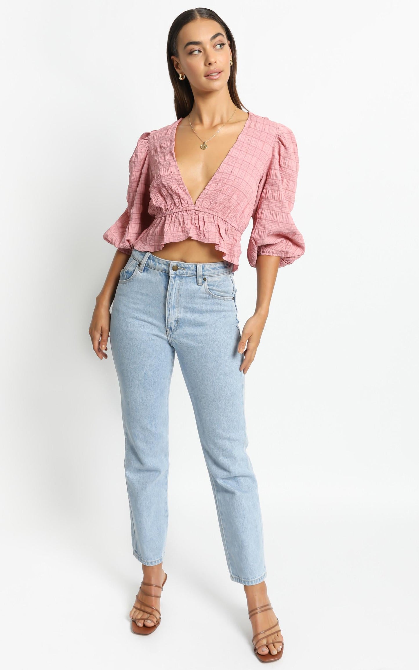 Sandee Top in Rose Check