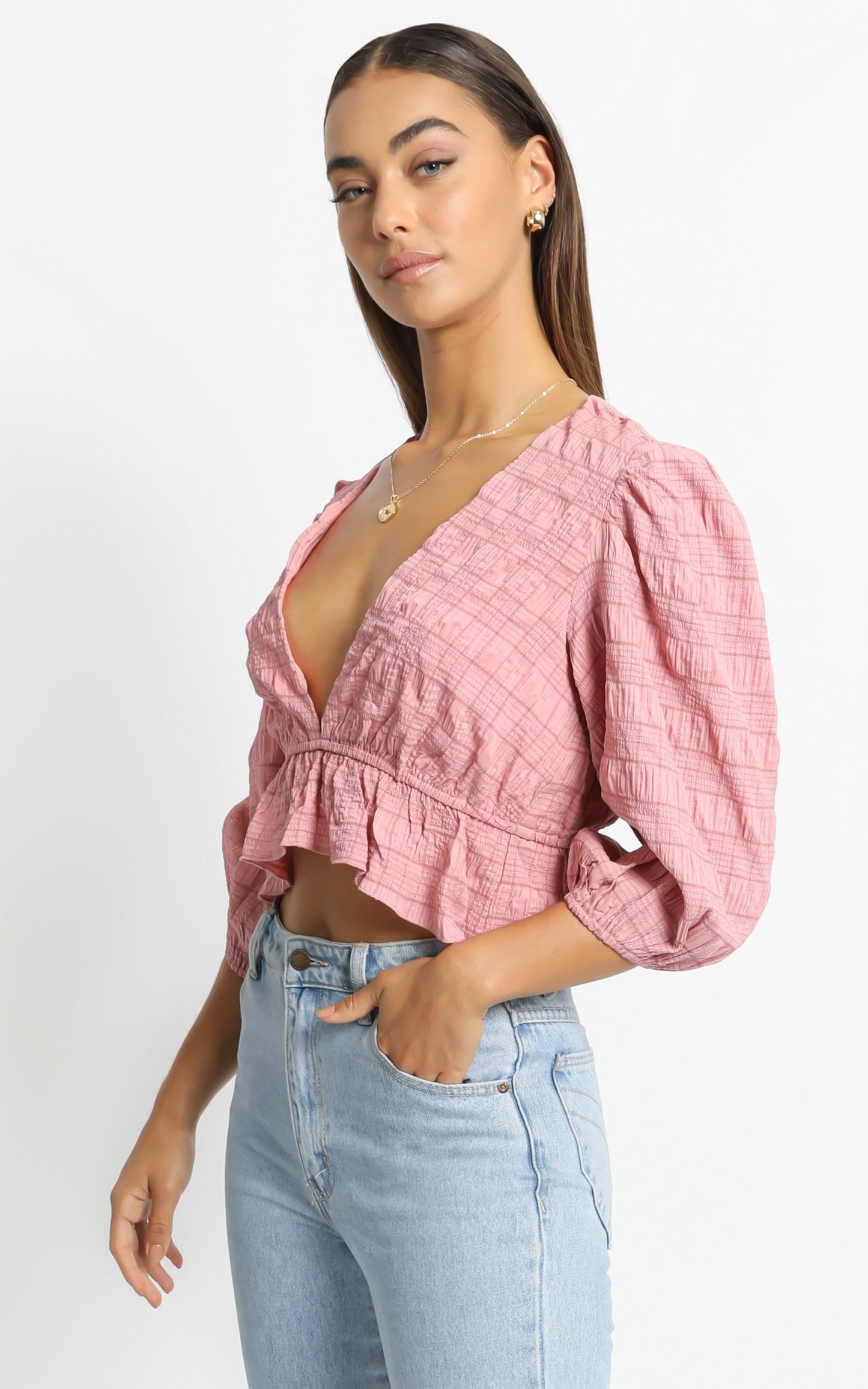 Sandee Top in Rose Check