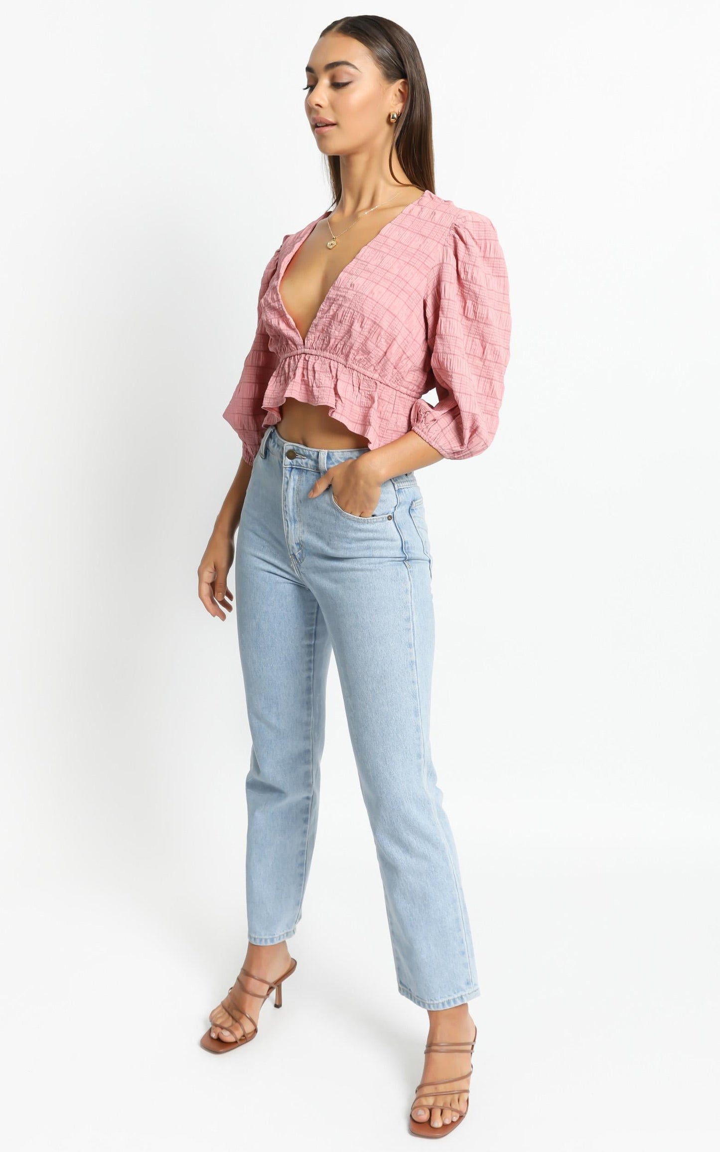 Sandee Top in Rose Check