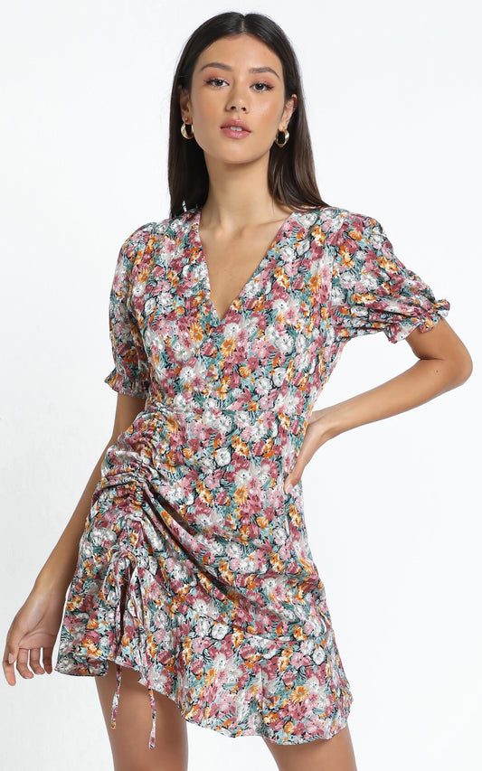 Saunders Dress in Multi Floral