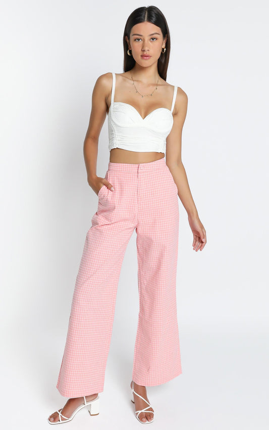 Kalina Pants in Pink Check