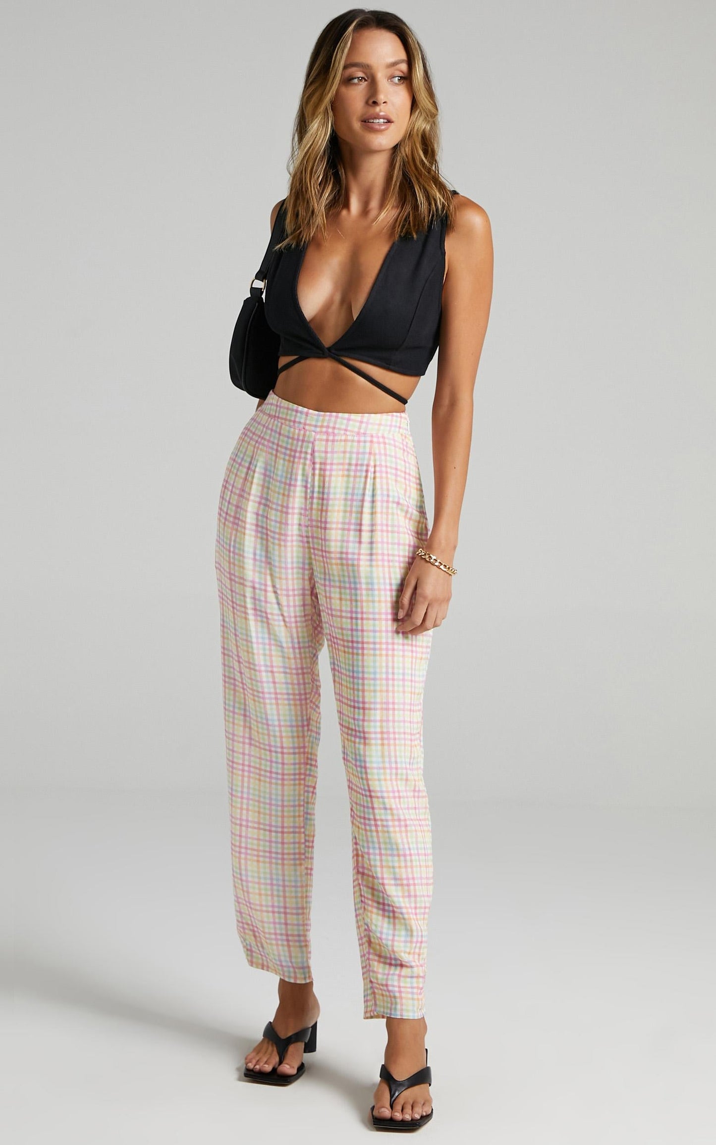 Nailah Pants in Rainbow Check