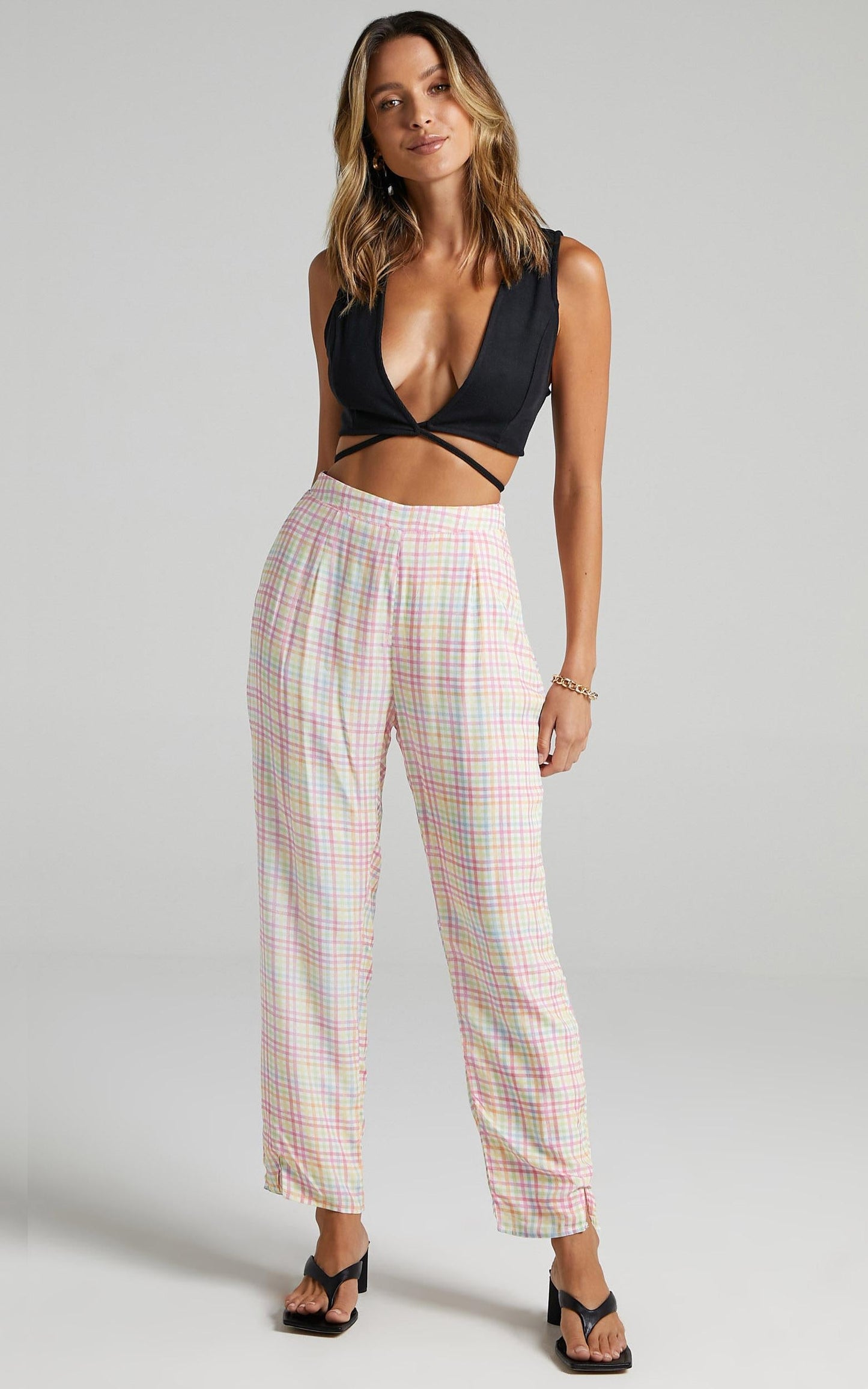 Nailah Pants in Rainbow Check