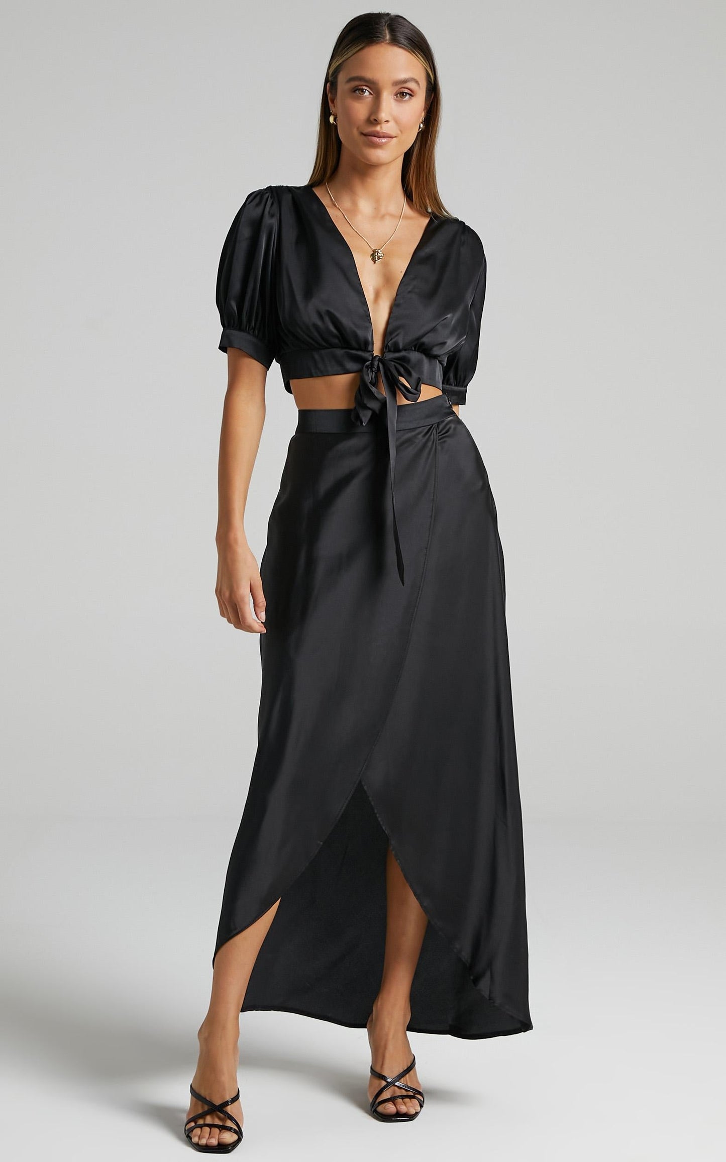 Salacia Skirt in Black Satin