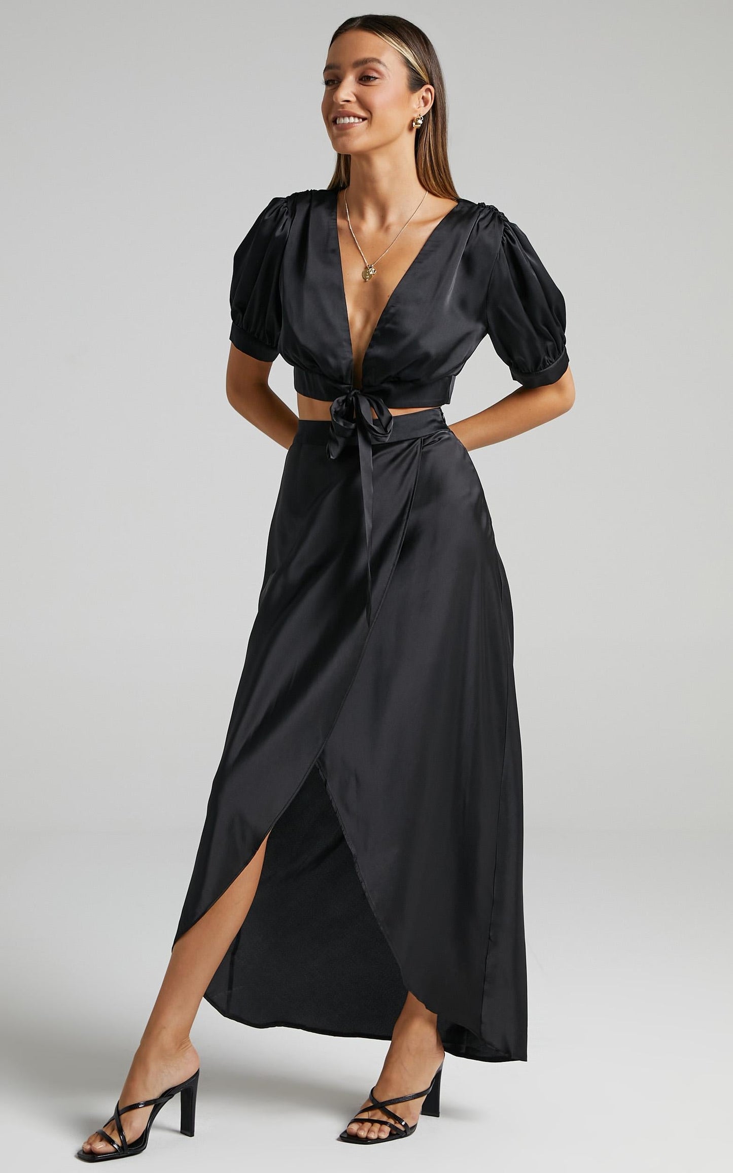 Salacia Skirt in Black Satin