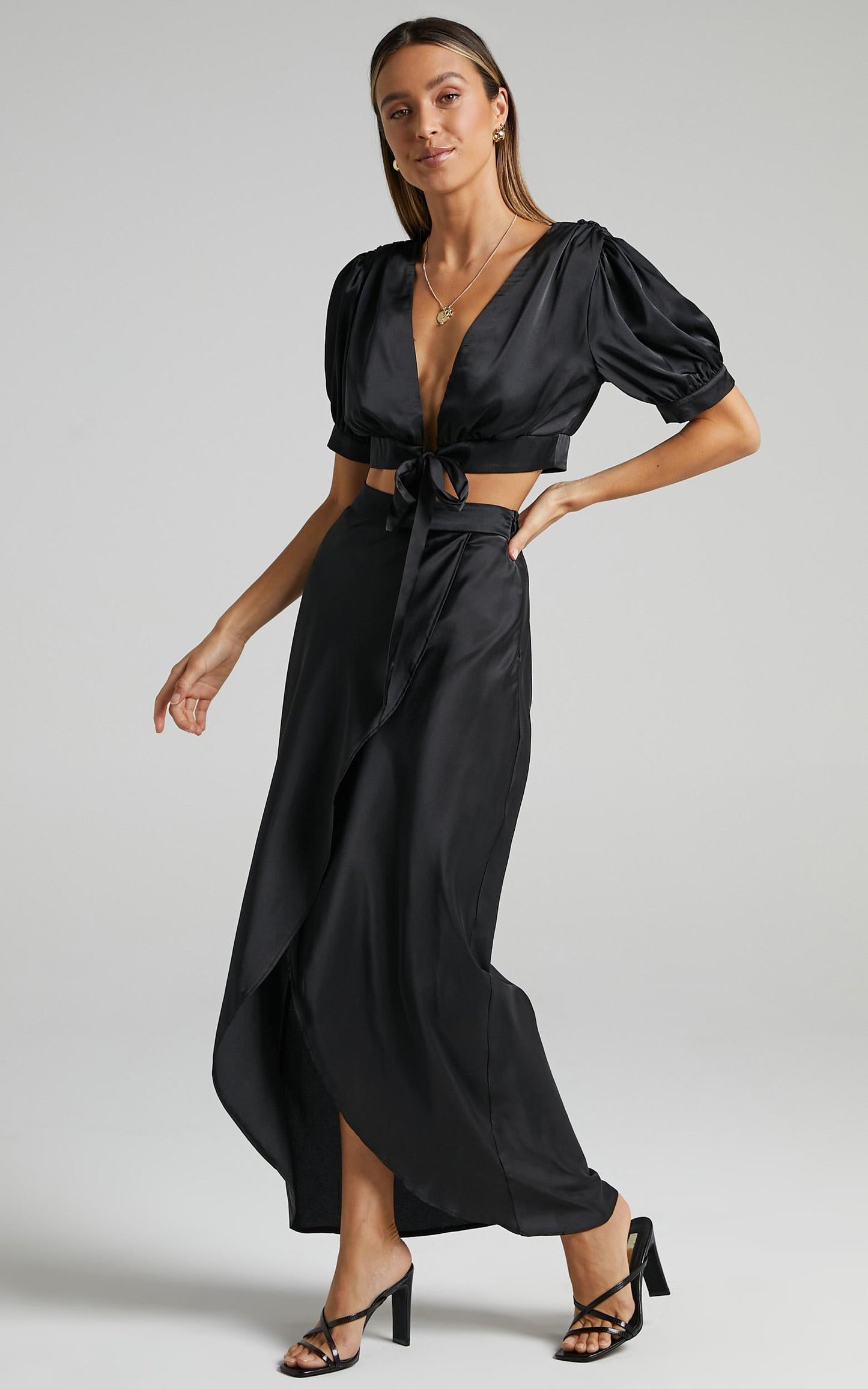 Salacia Skirt in Black Satin