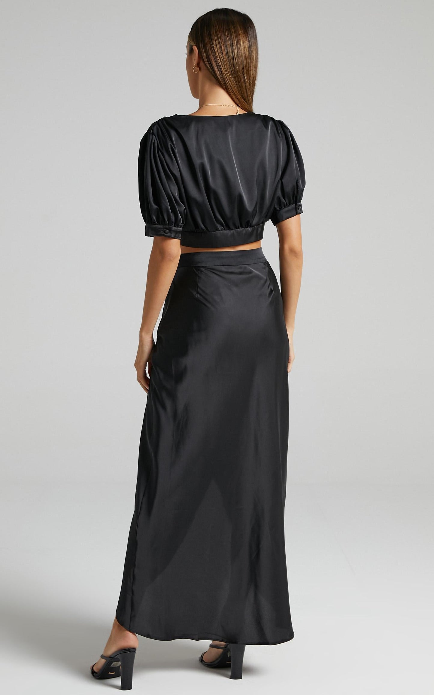Salacia Skirt in Black Satin