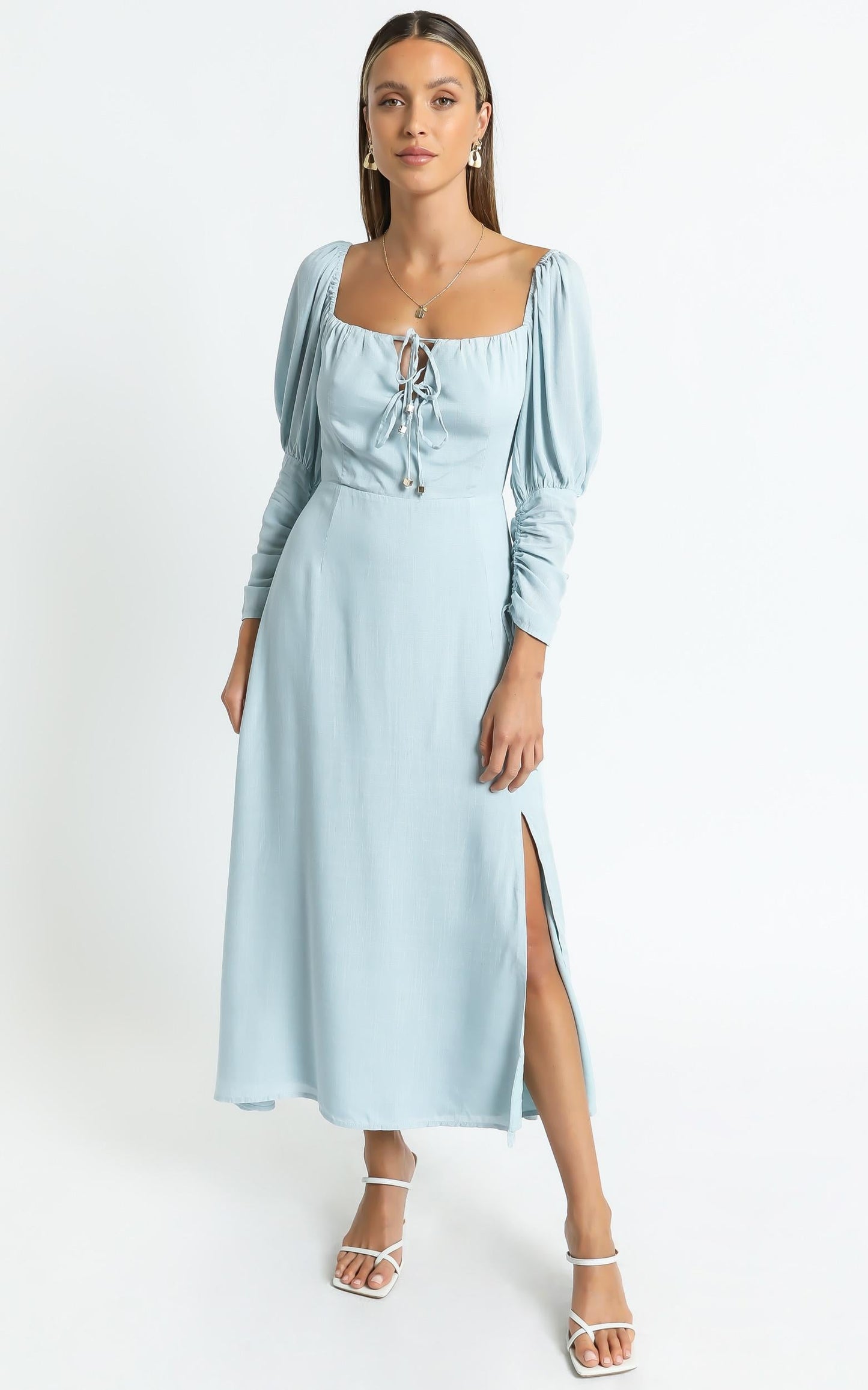 Ansel Dress in Blue Linen Look