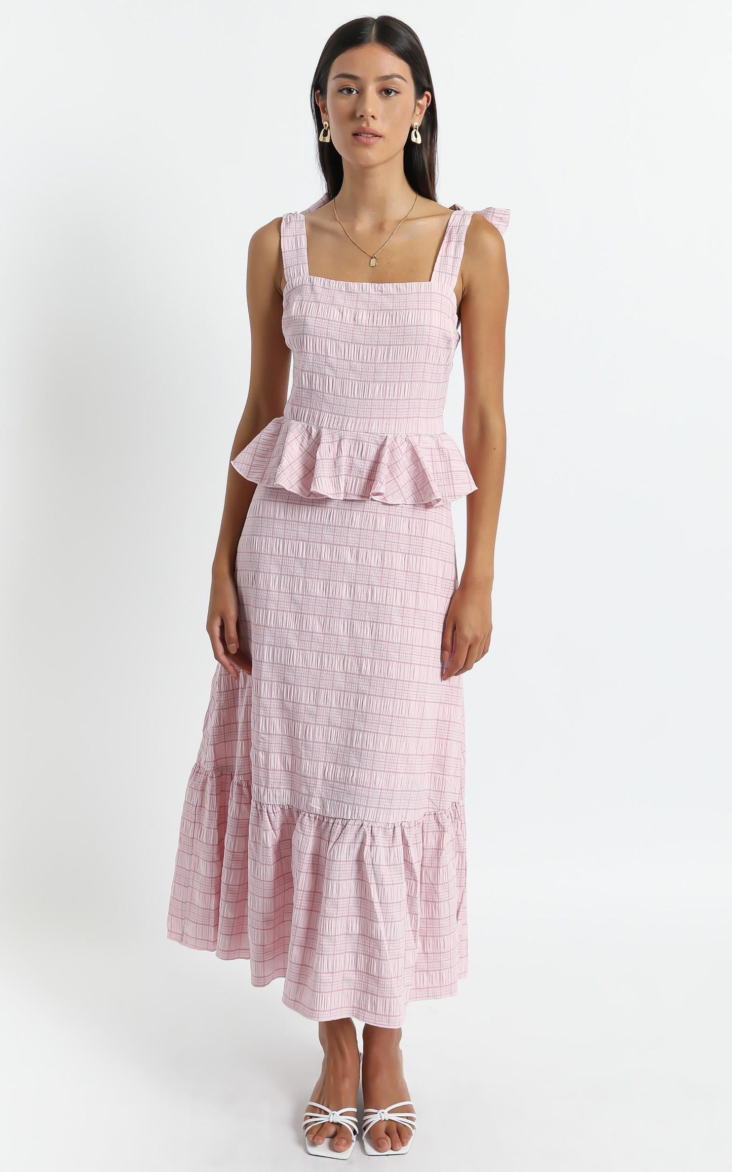 Alane Dress in Blush Check
