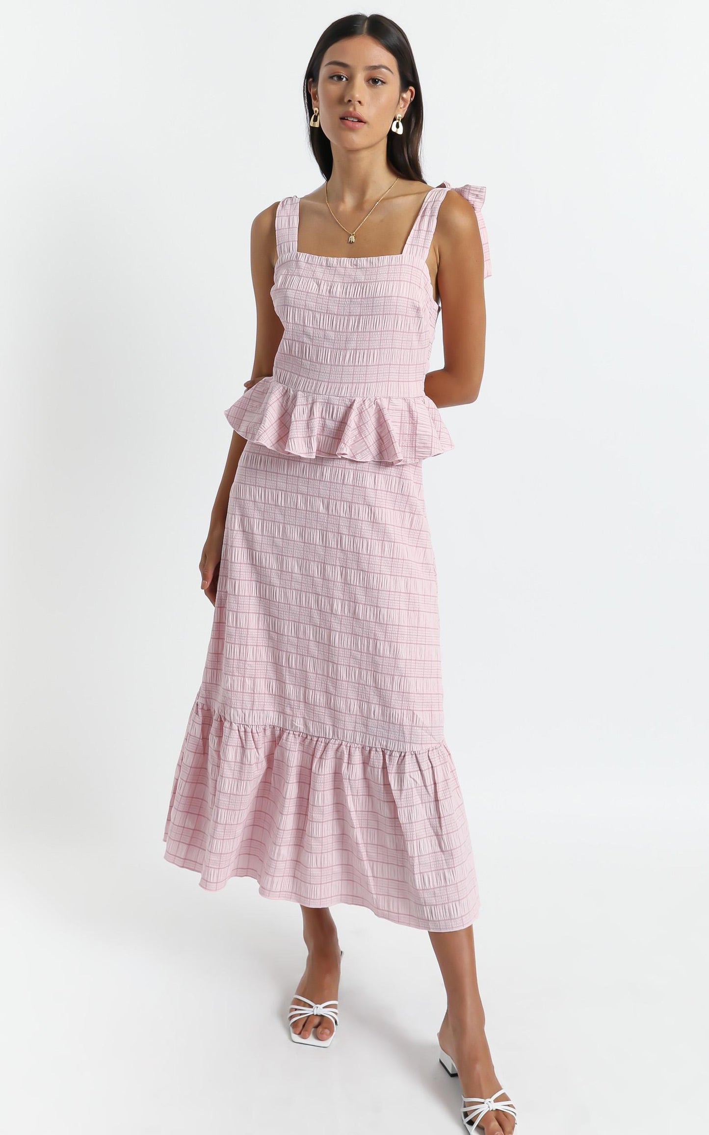 Alane Dress in Blush Check