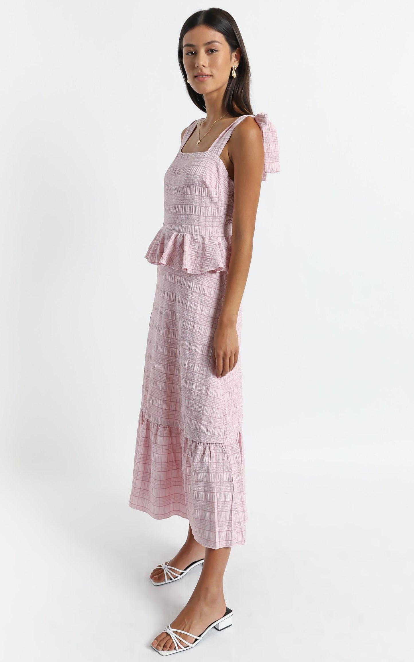 Alane Dress in Blush Check