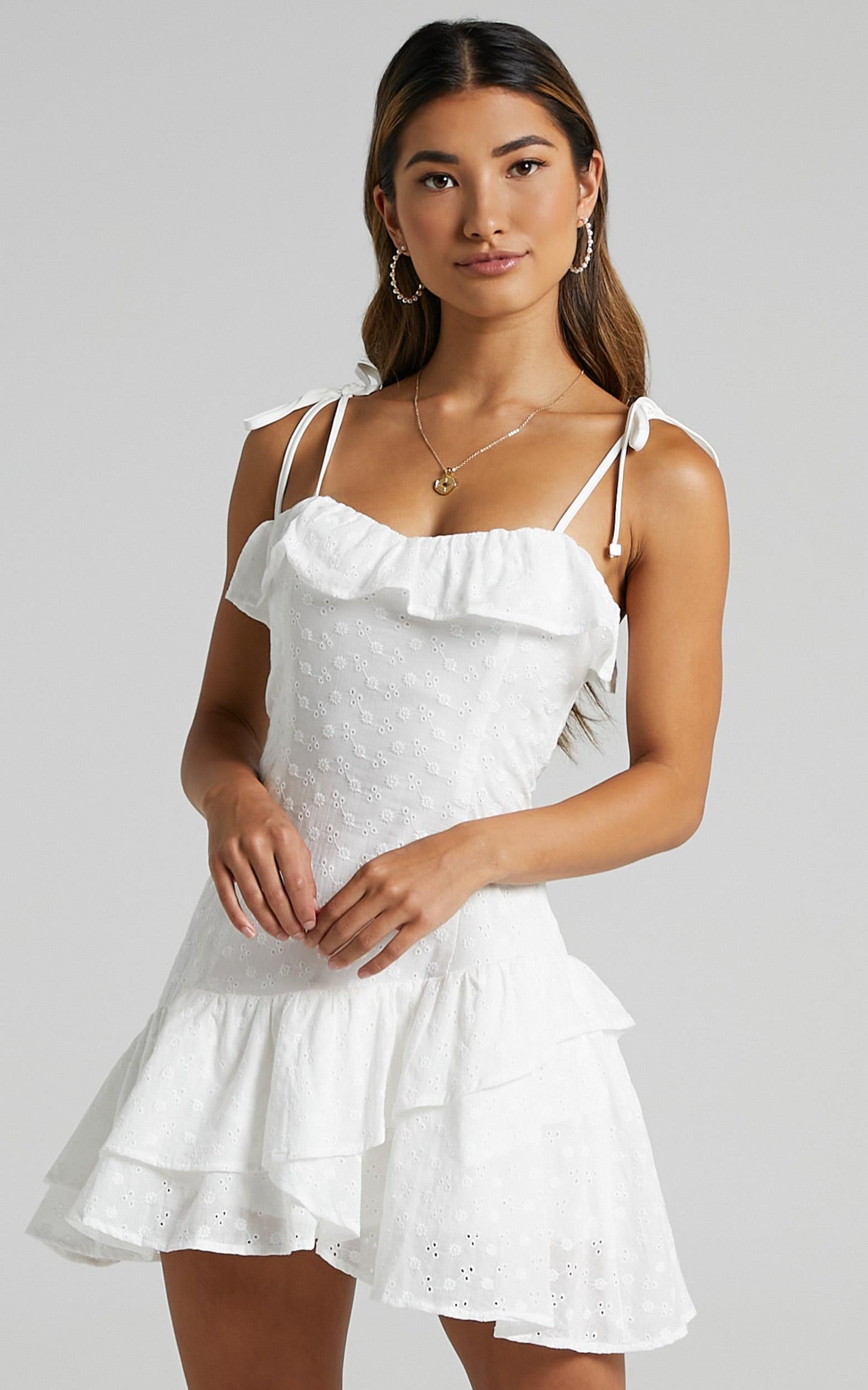 Banazir Dress in White Broderie