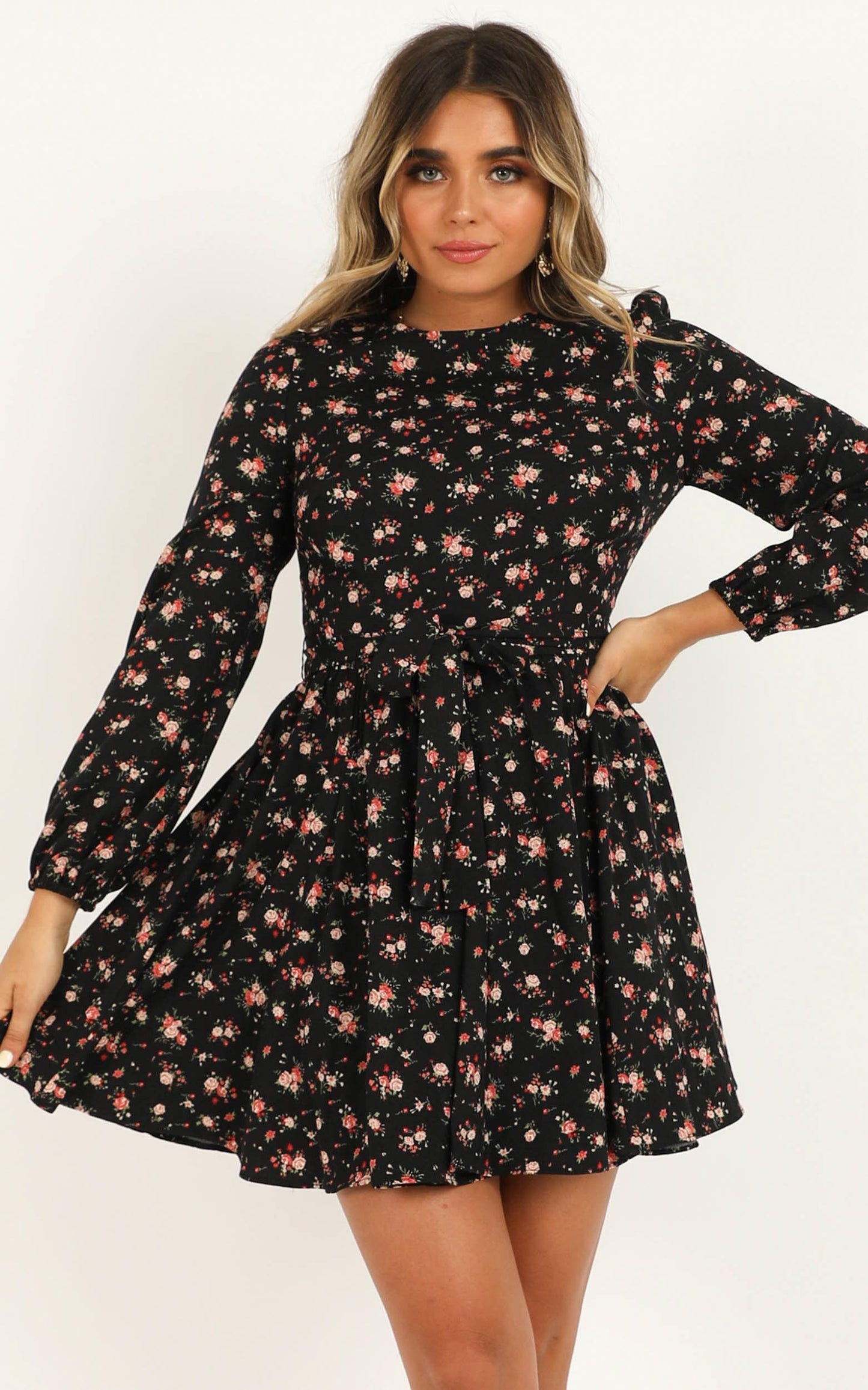 Secret Whispers Dress In Black Floral
