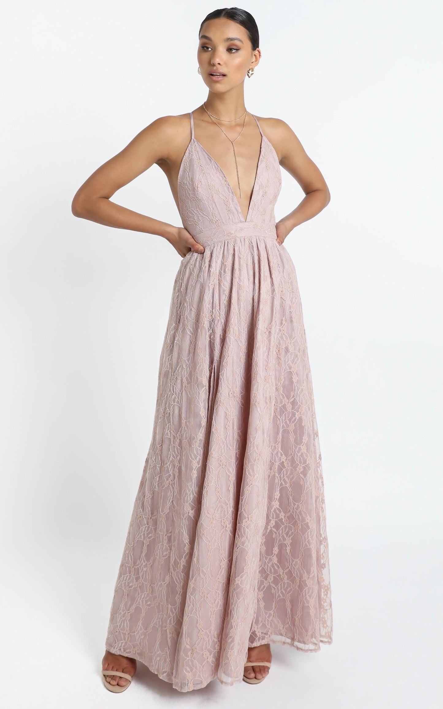 See Some Places Dress in Blush Lace