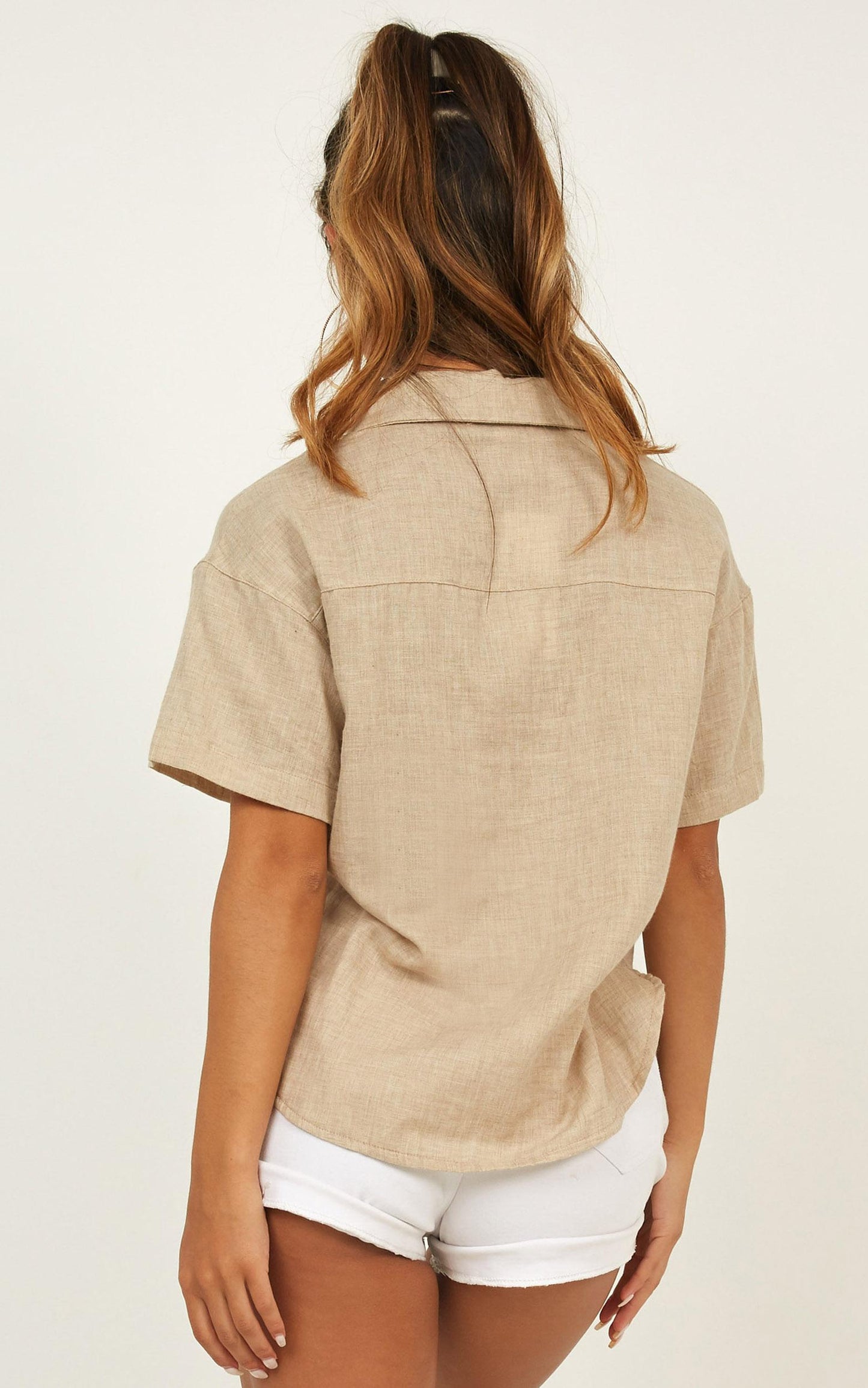 Self Care Shirt In Beige Linen Look