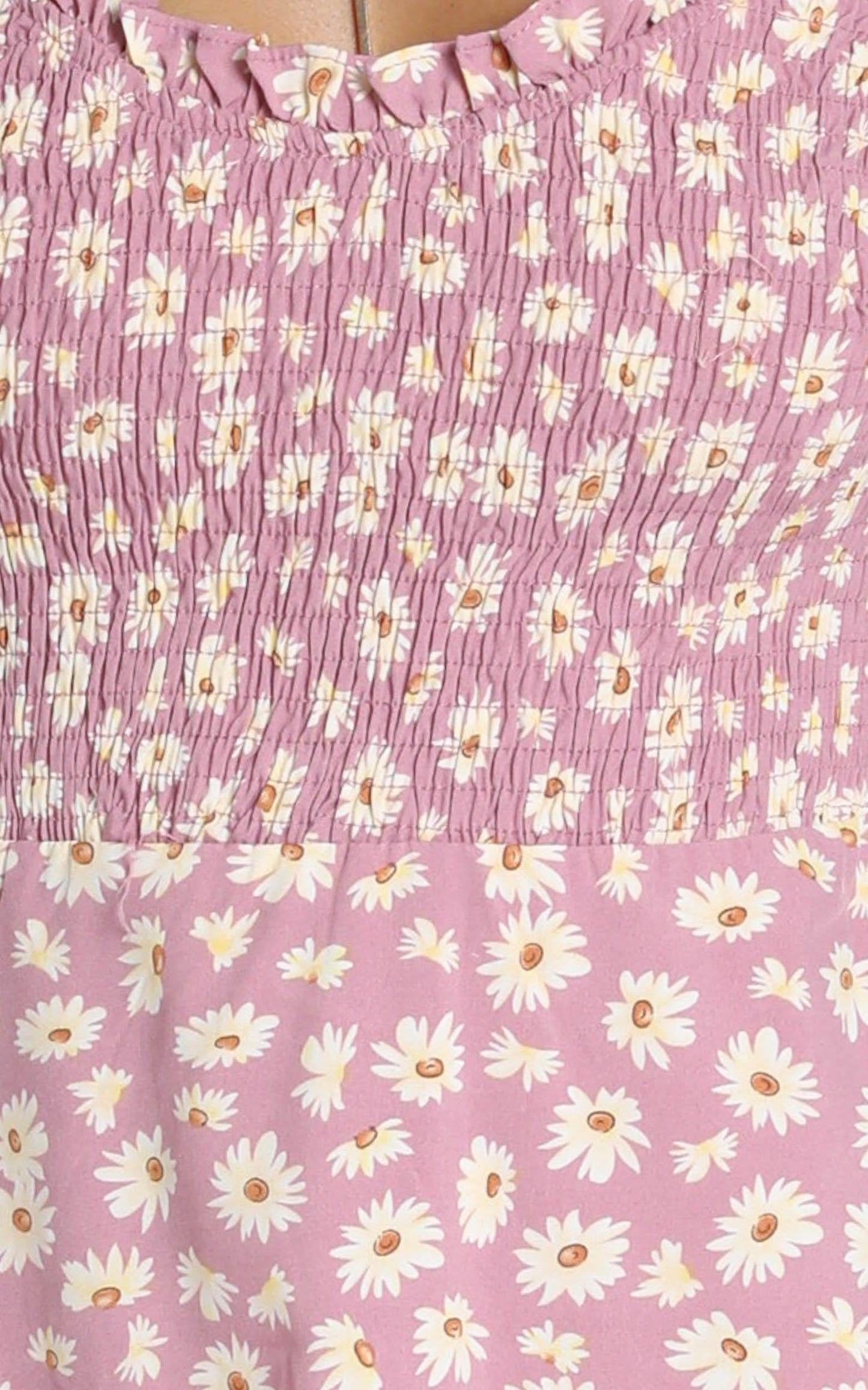 Serenity Shirred Bodice Mini Dress In Pink Floral