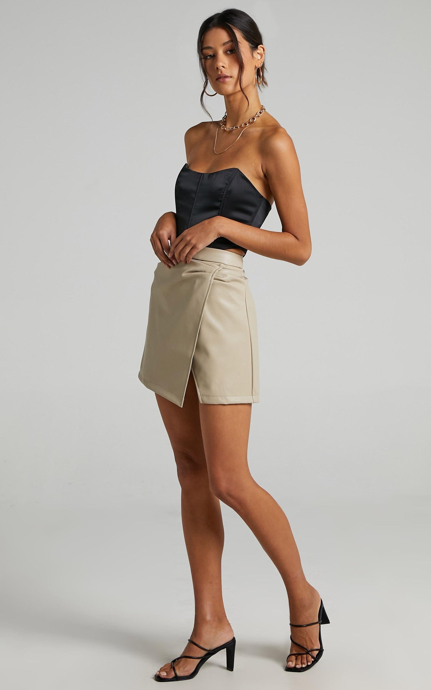 Shani Skirt in Stone Leatherette
