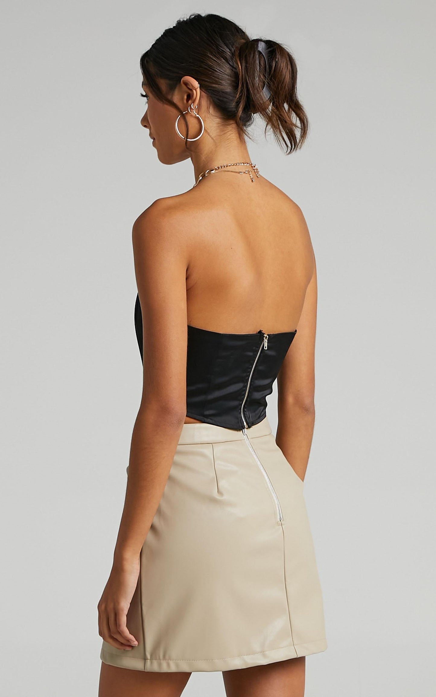 Shani Skirt in Stone Leatherette