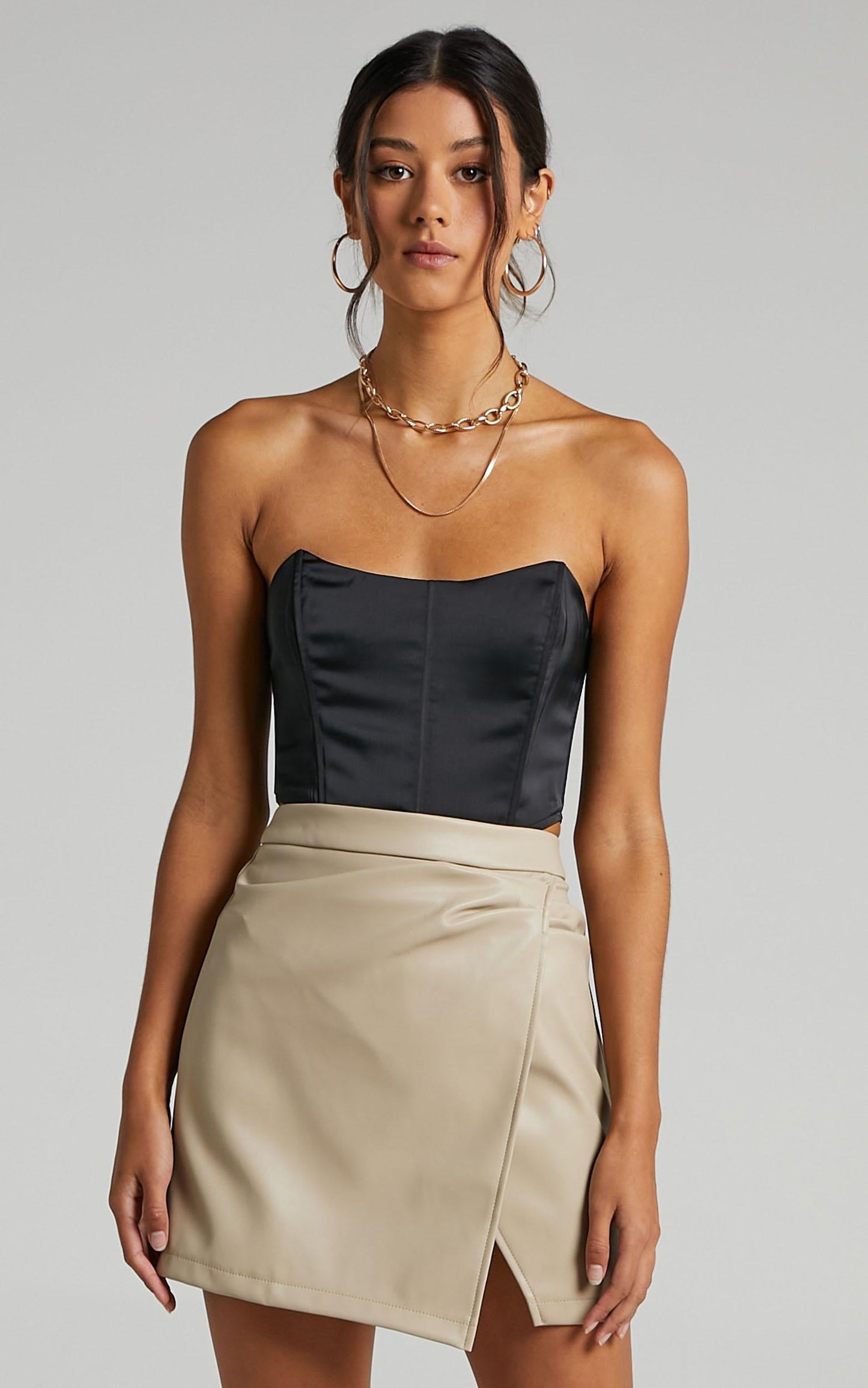 Shani Skirt in Stone Leatherette