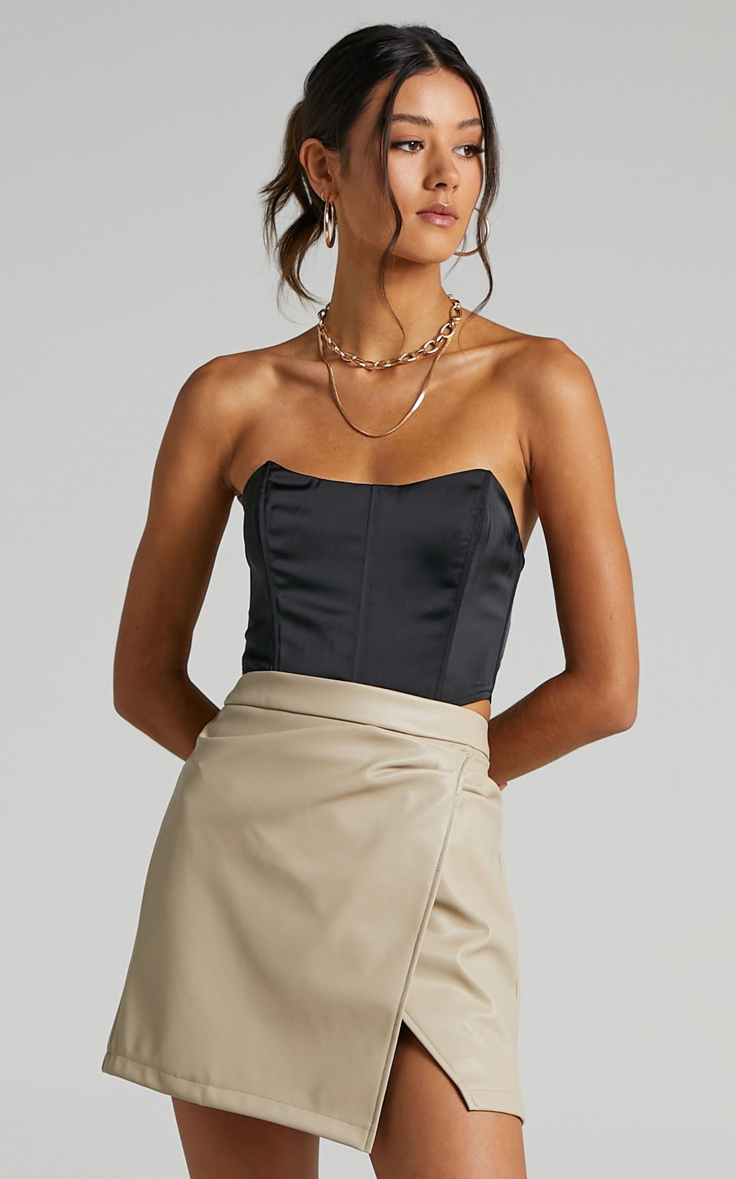 Shani Skirt in Stone Leatherette