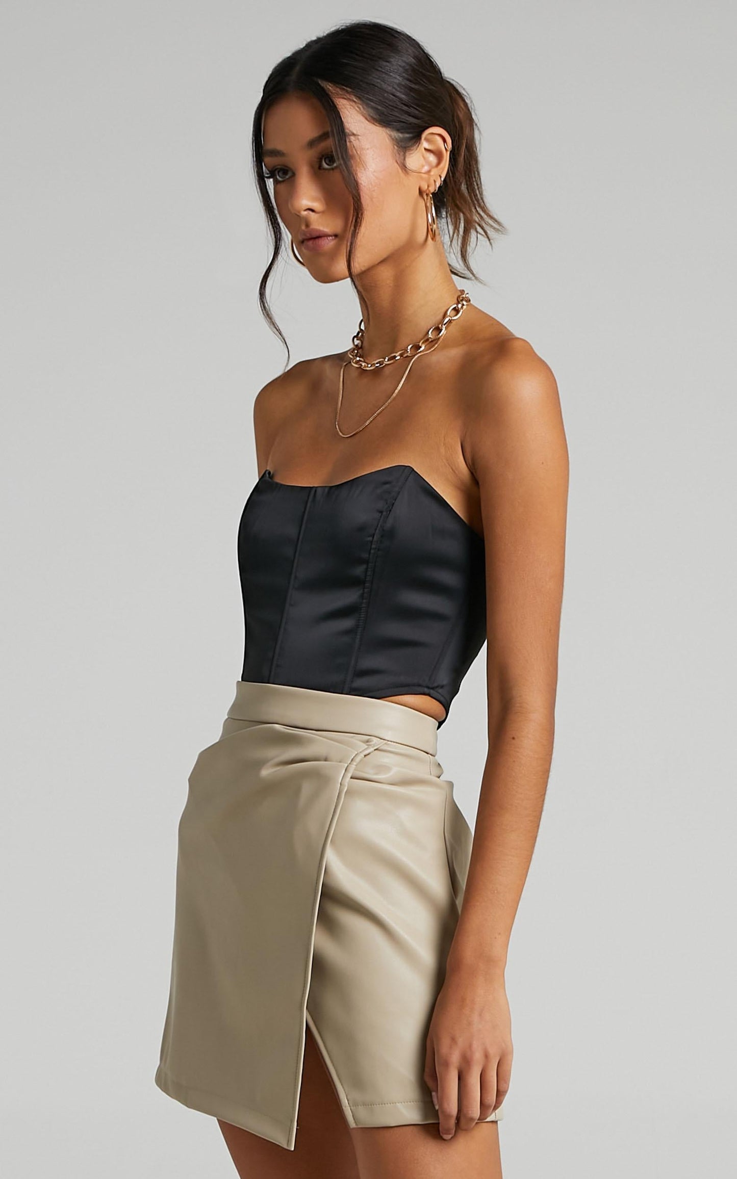 Shani Skirt in Stone Leatherette