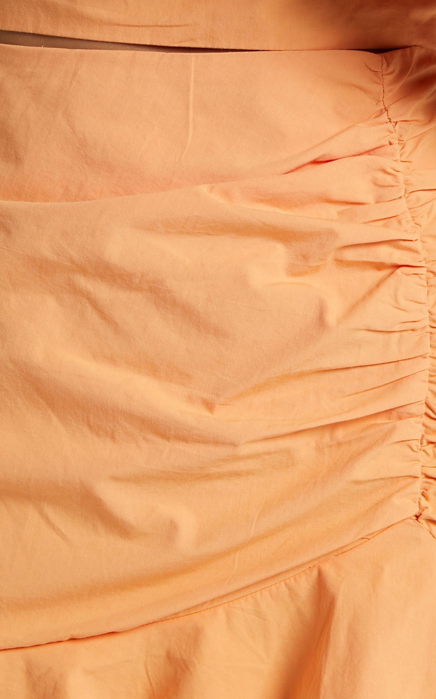 Astarte Two Piece Set - Puff Sleeve Crop Top and Ruched Mini Skirt Set in Sherbet