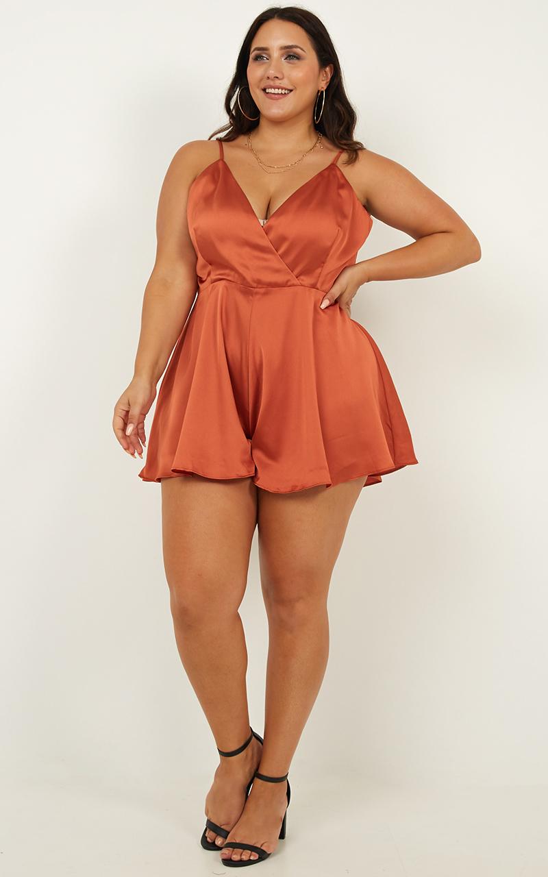 Shes Got This Playsuit in rust satin