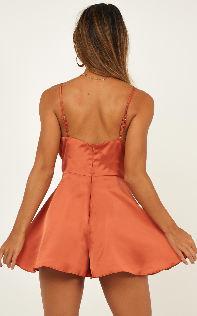 Shes Got This Playsuit in rust satin