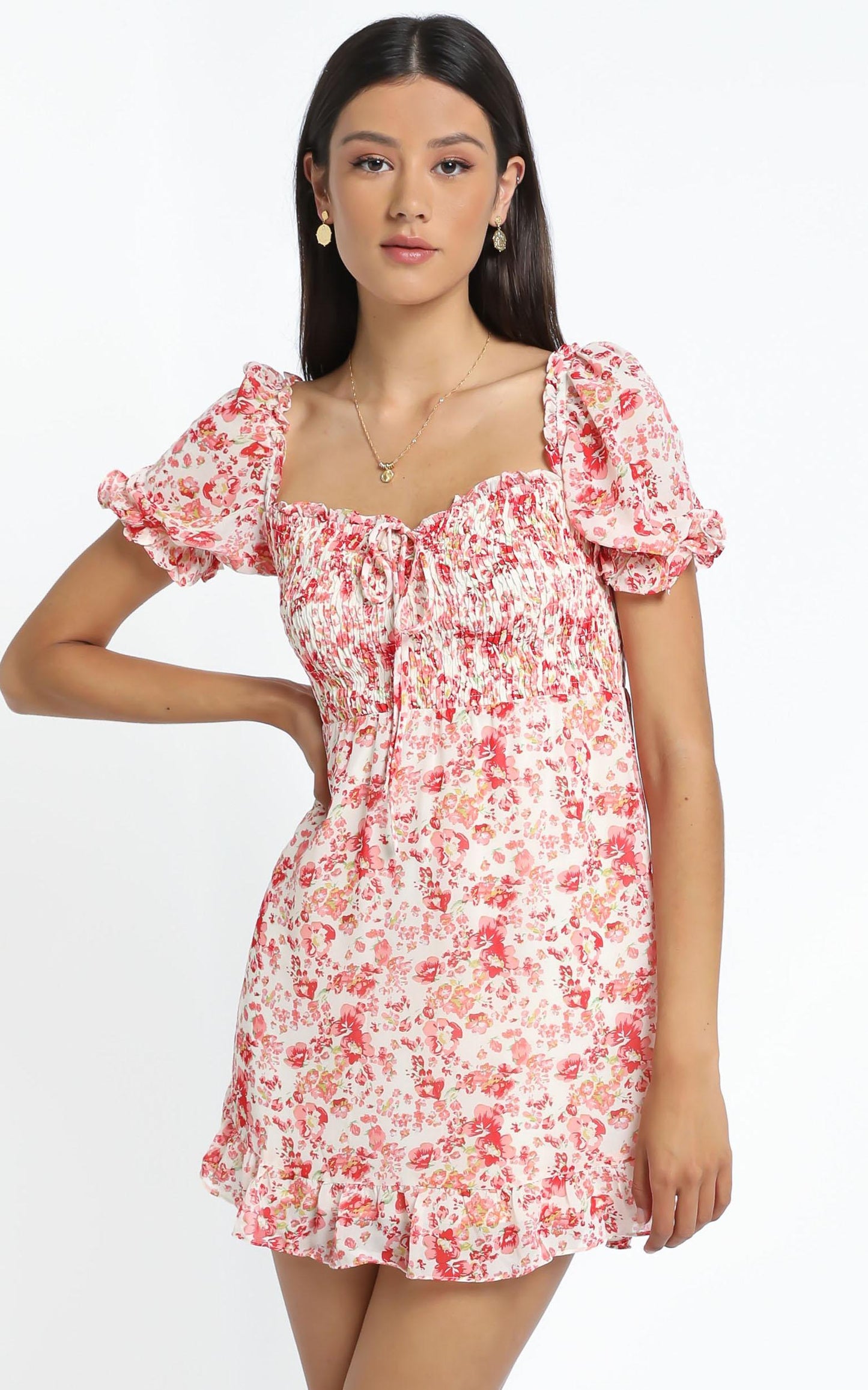 Shona Dress in Red Floral