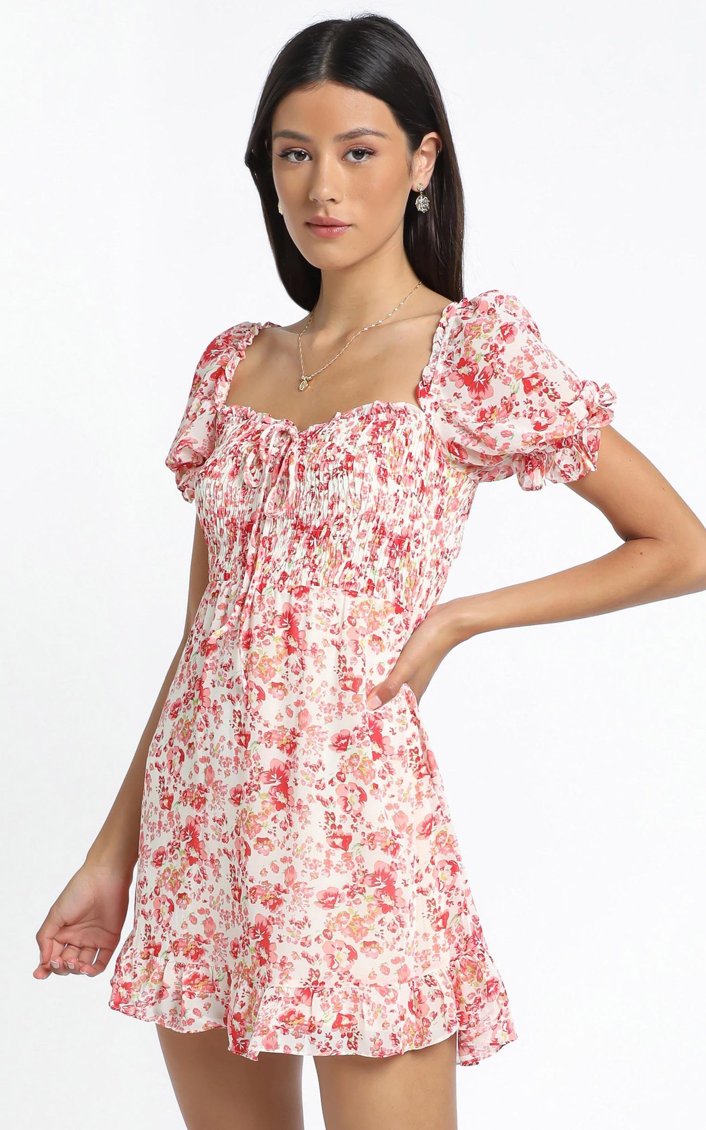Shona Dress in Red Floral