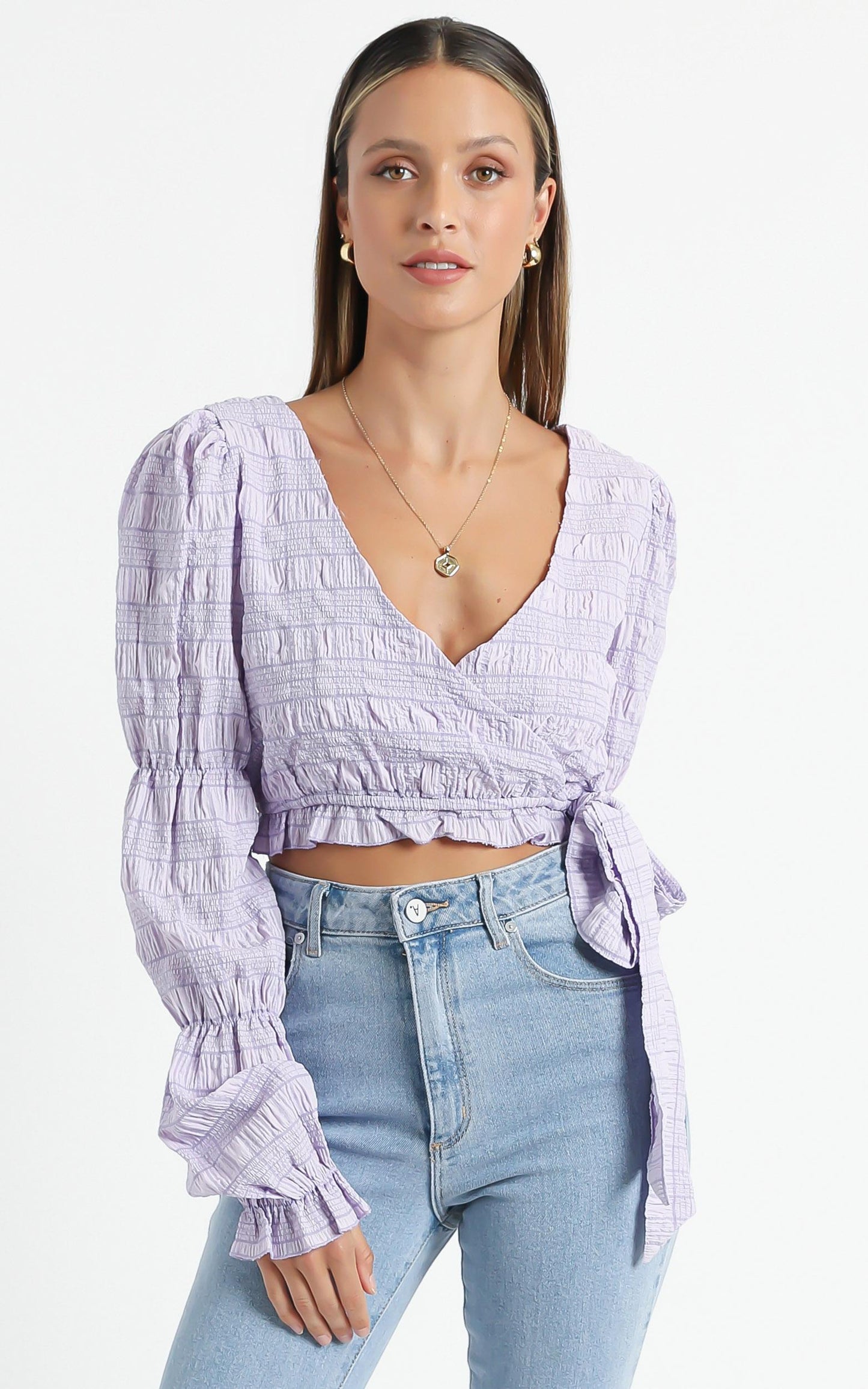Sigfrid Top in Lilac Check