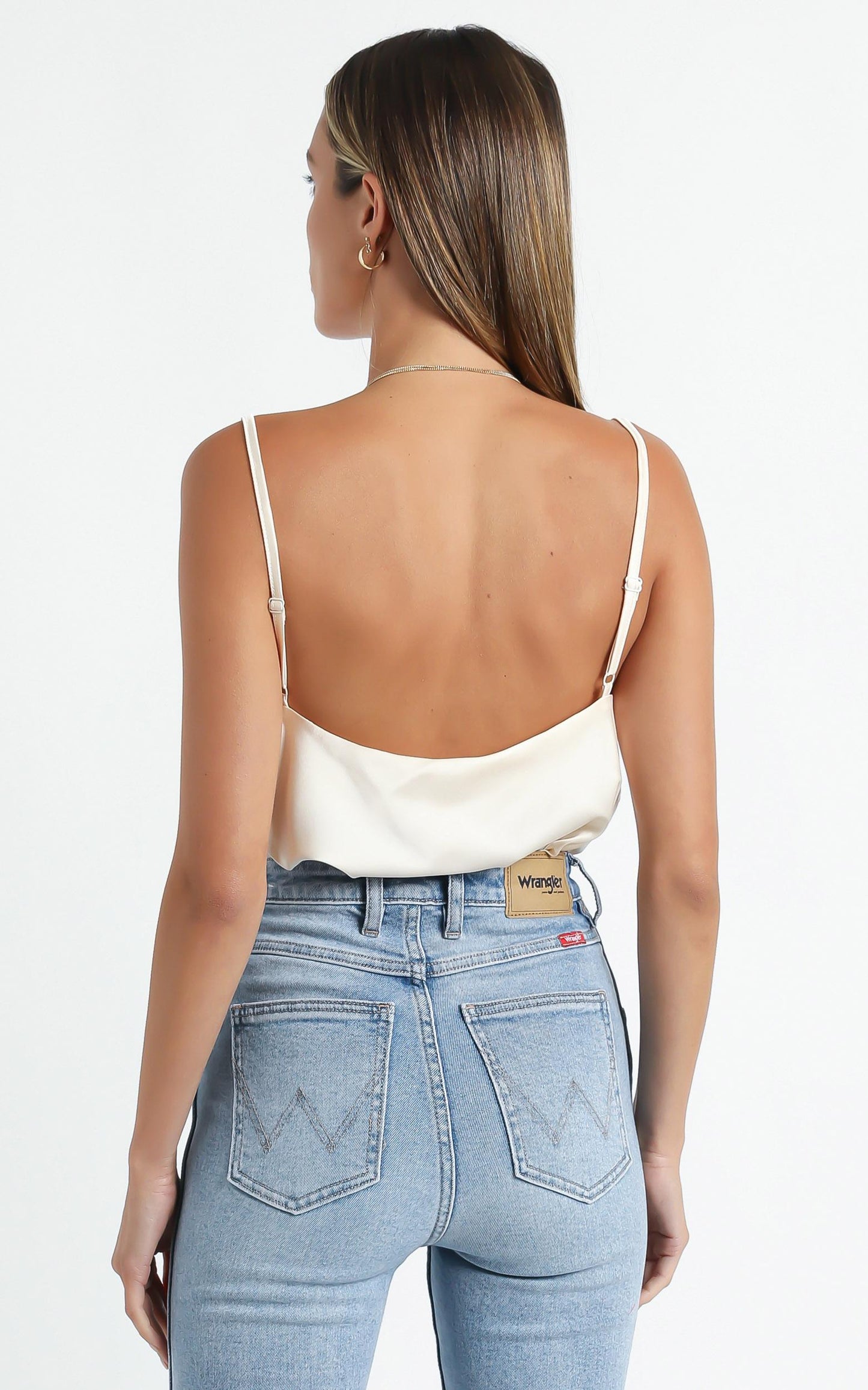 Straight Line Top in Champagne Satin