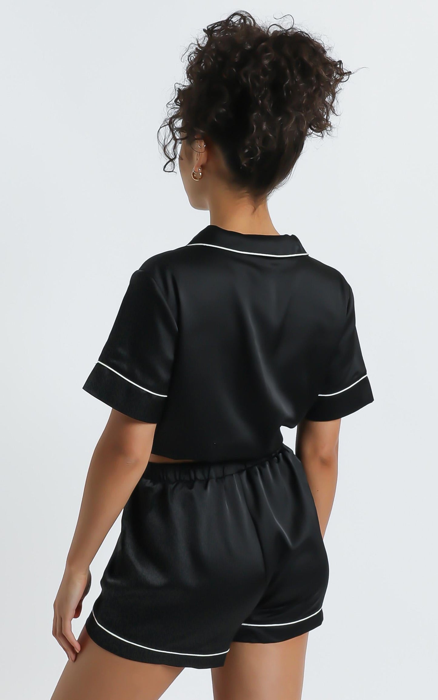 Sleep All Day Shorts in Black Satin