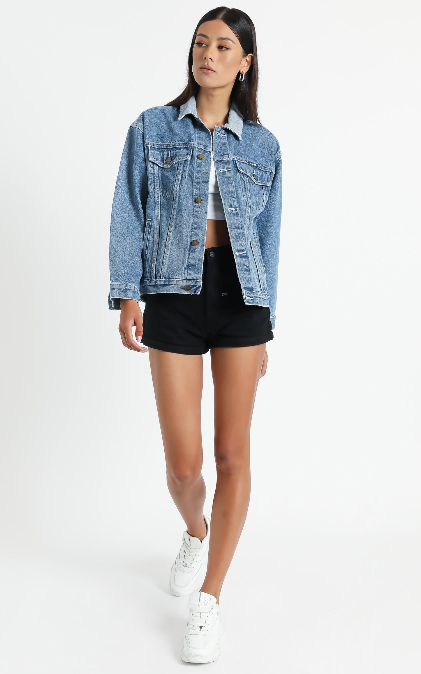 Rollas - Slouch Denim Jacket in Tumbled Blue