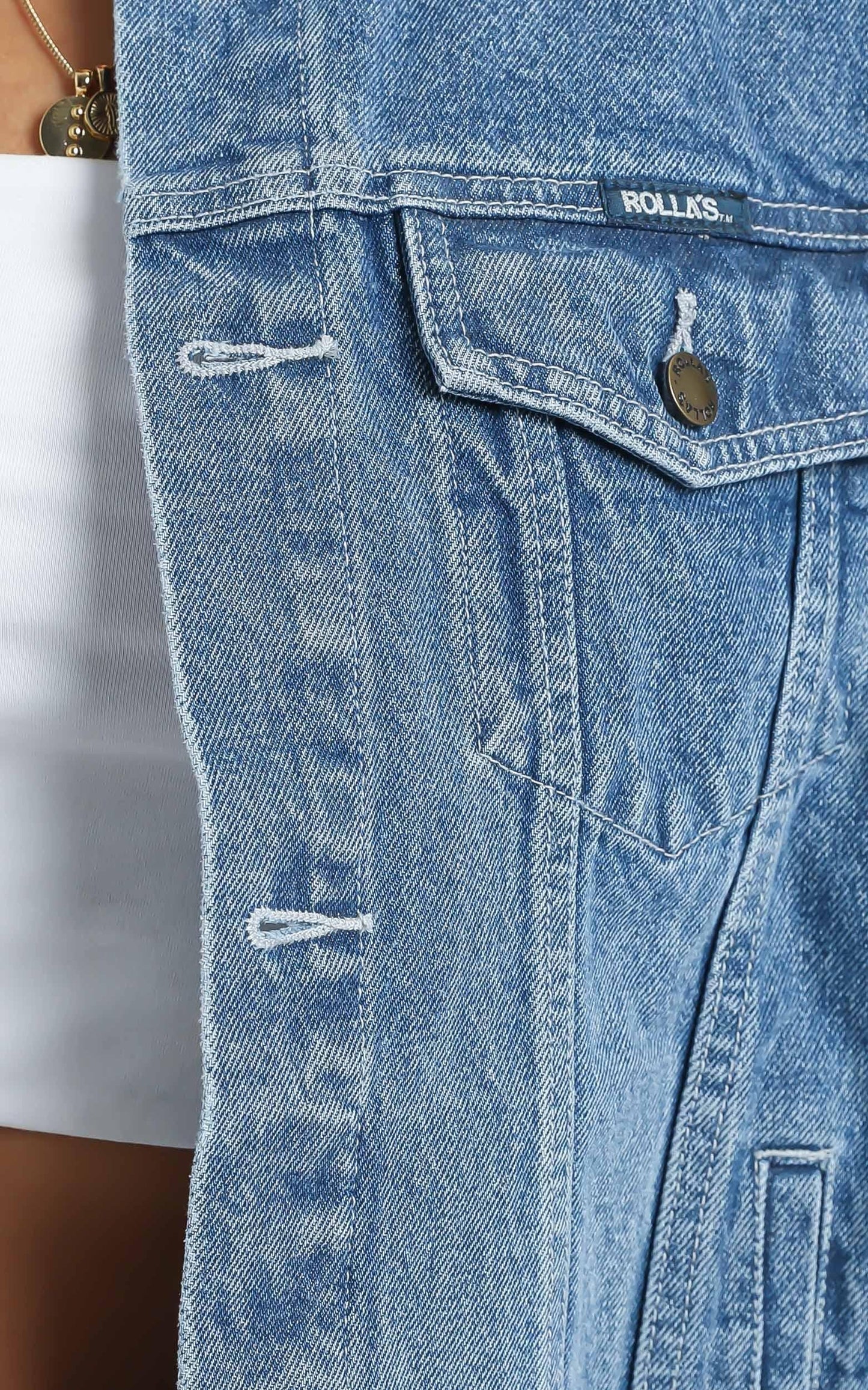 Rollas - Slouch Denim Jacket in Tumbled Blue
