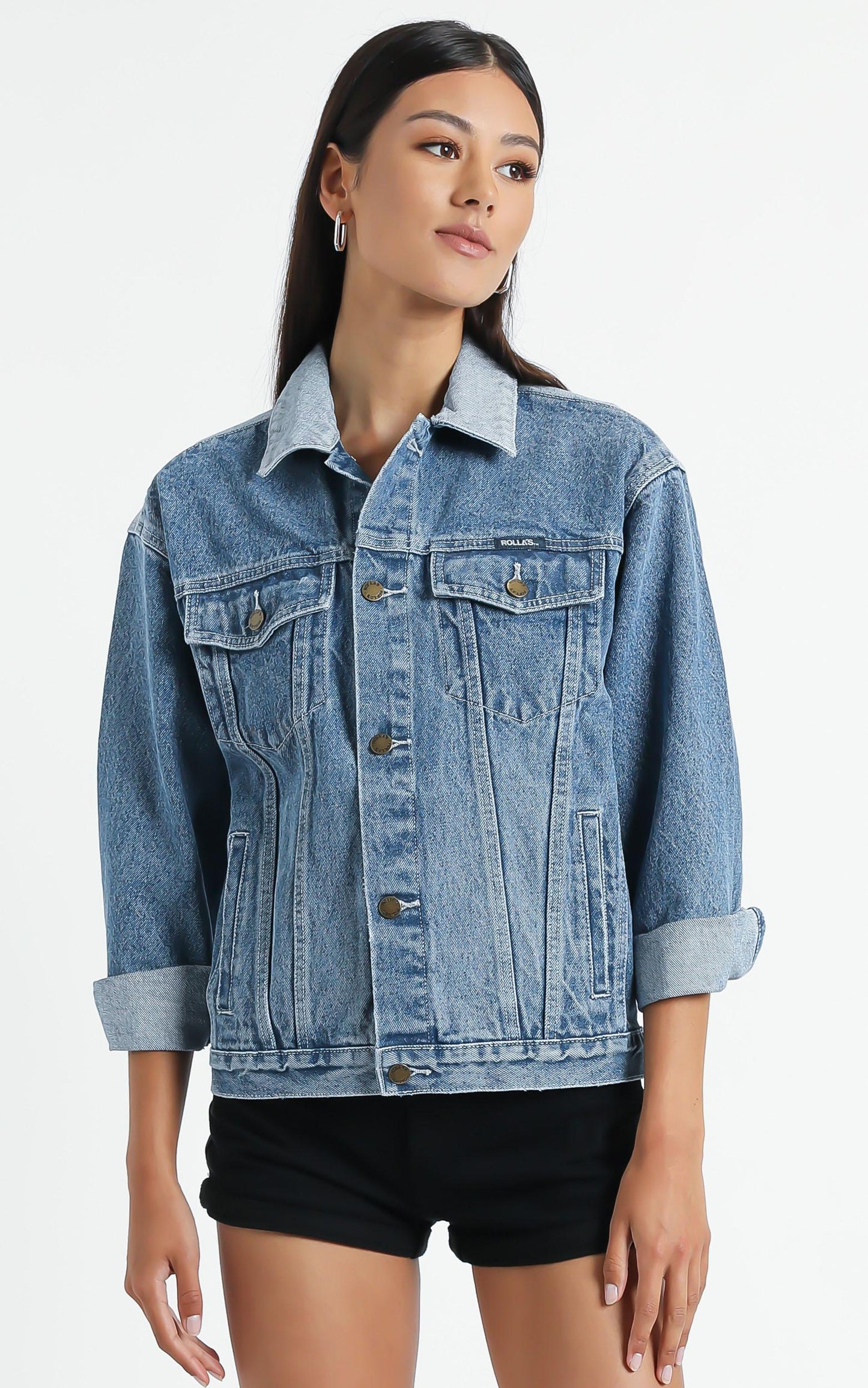 Rollas - Slouch Denim Jacket in Tumbled Blue