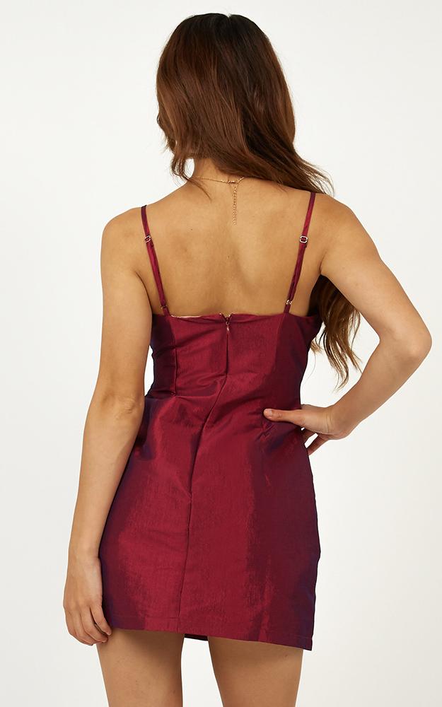 Casino Royal Dress In Wine Satin